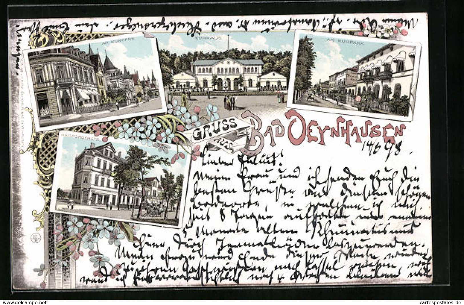 Lithographie Bad Oeynhausen, Am Kurpark Mit Kurhaus  - Bad Oeynhausen