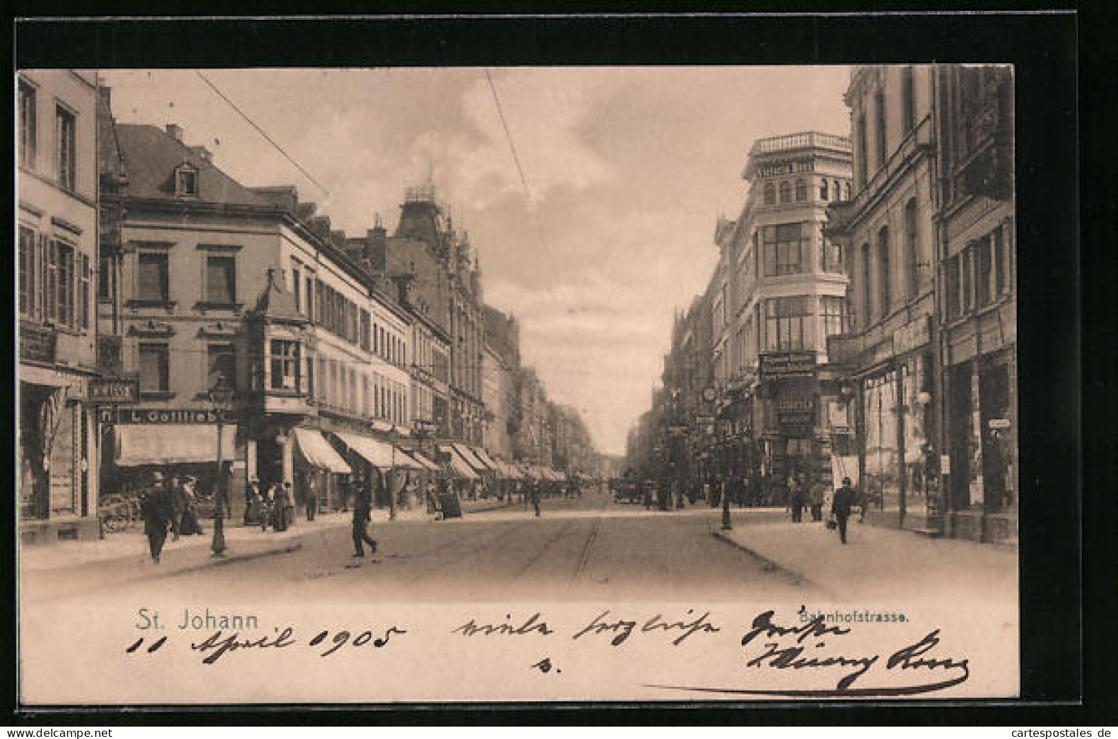 AK St. Johann / Saar, Bahnhofstrasse Mit Geschäften  - Altri & Non Classificati