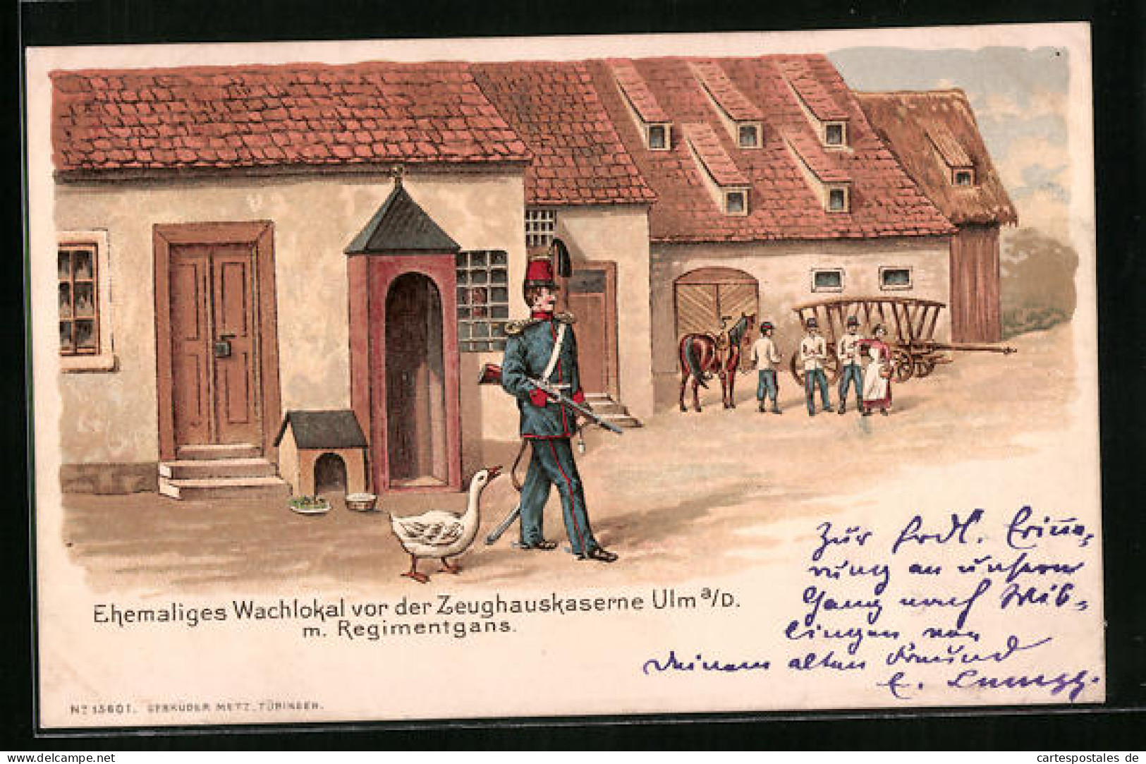 Lithographie Ulm A. D., Ehemaliges Wachlokal Vor Der Zeughauskaserne  - Ulm