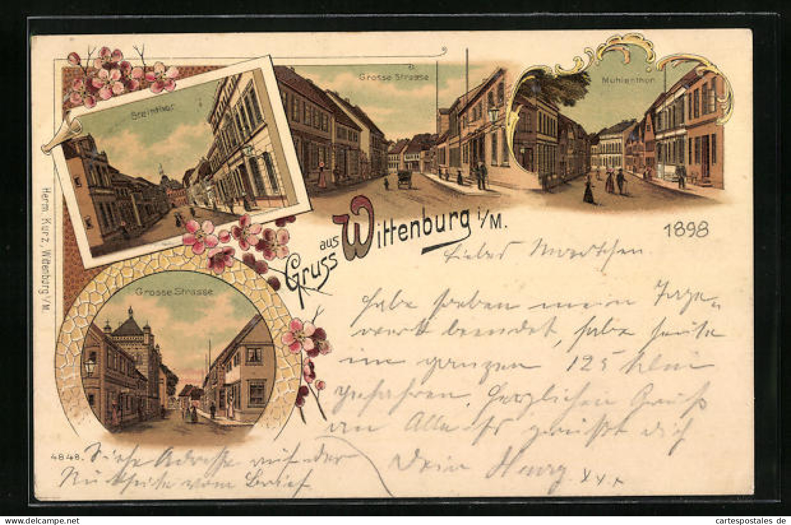 Lithographie Wittenburg I. M., Grosse Strasse, Mühlenthor, Steinthor  - Sonstige & Ohne Zuordnung