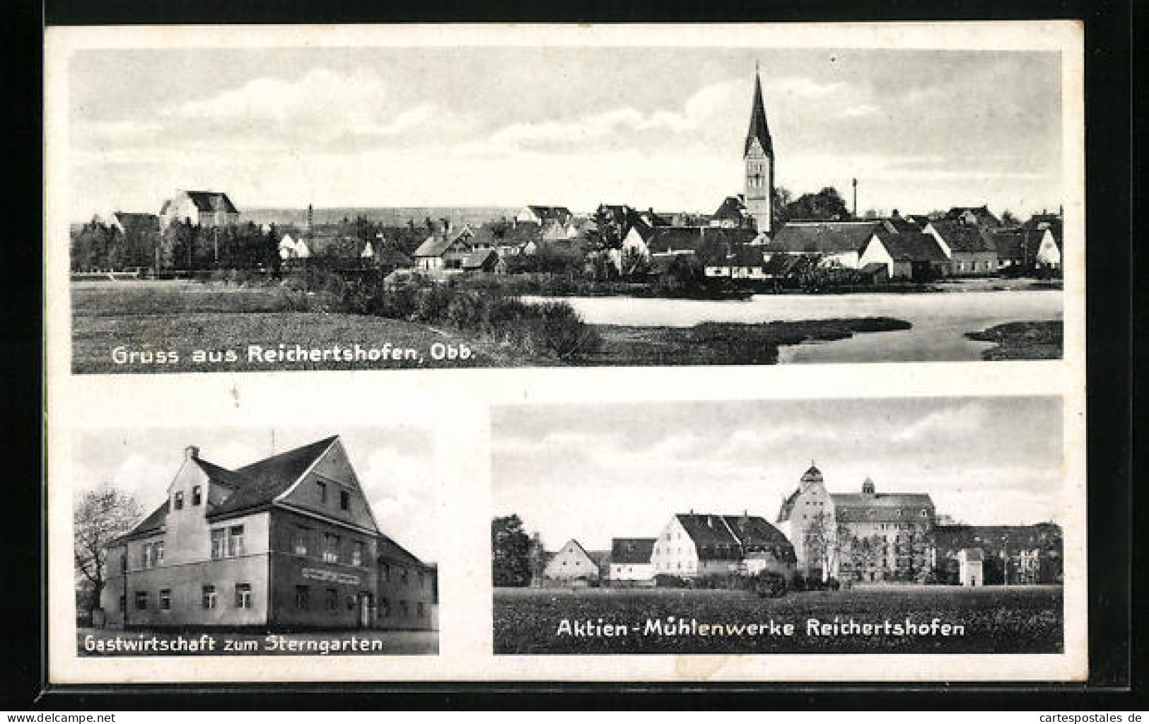 AK Reichertshofen /Obb., Gastwirtschaft Zum Sterngarten, Akten-Mühlenwerke Reichertshofen, Teilansicht  - Other & Unclassified