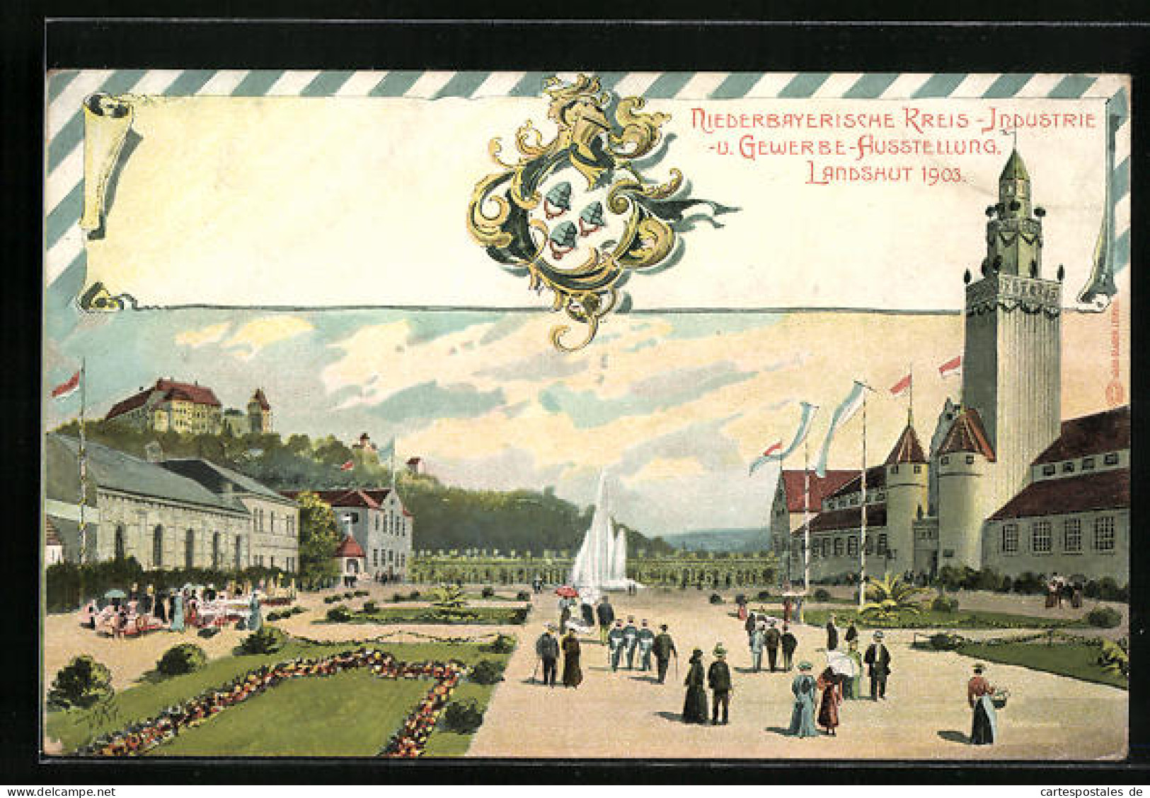 Künstler-AK Landshut, Niederbayerische Kreis-Industrie- U. Gewerbe-Ausstellung 1903, Ausstellungshalle  - Tentoonstellingen