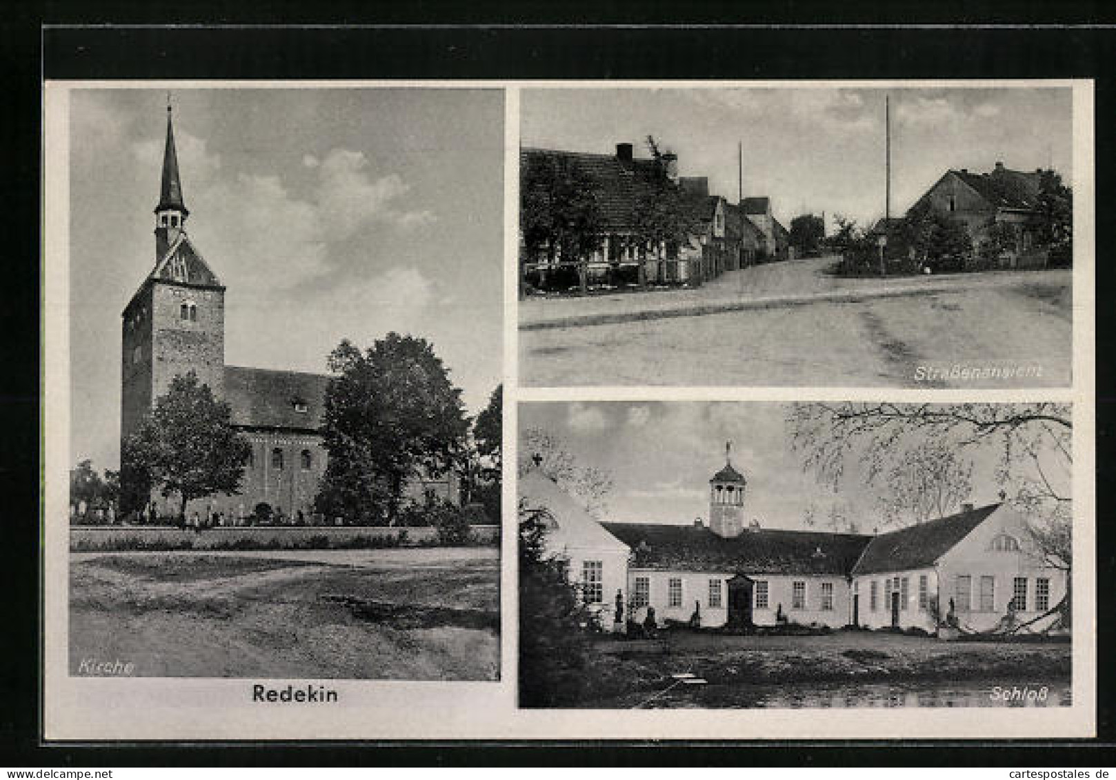 AK Redekin, Schloss, Kirche, Strassenansicht  - Sonstige & Ohne Zuordnung