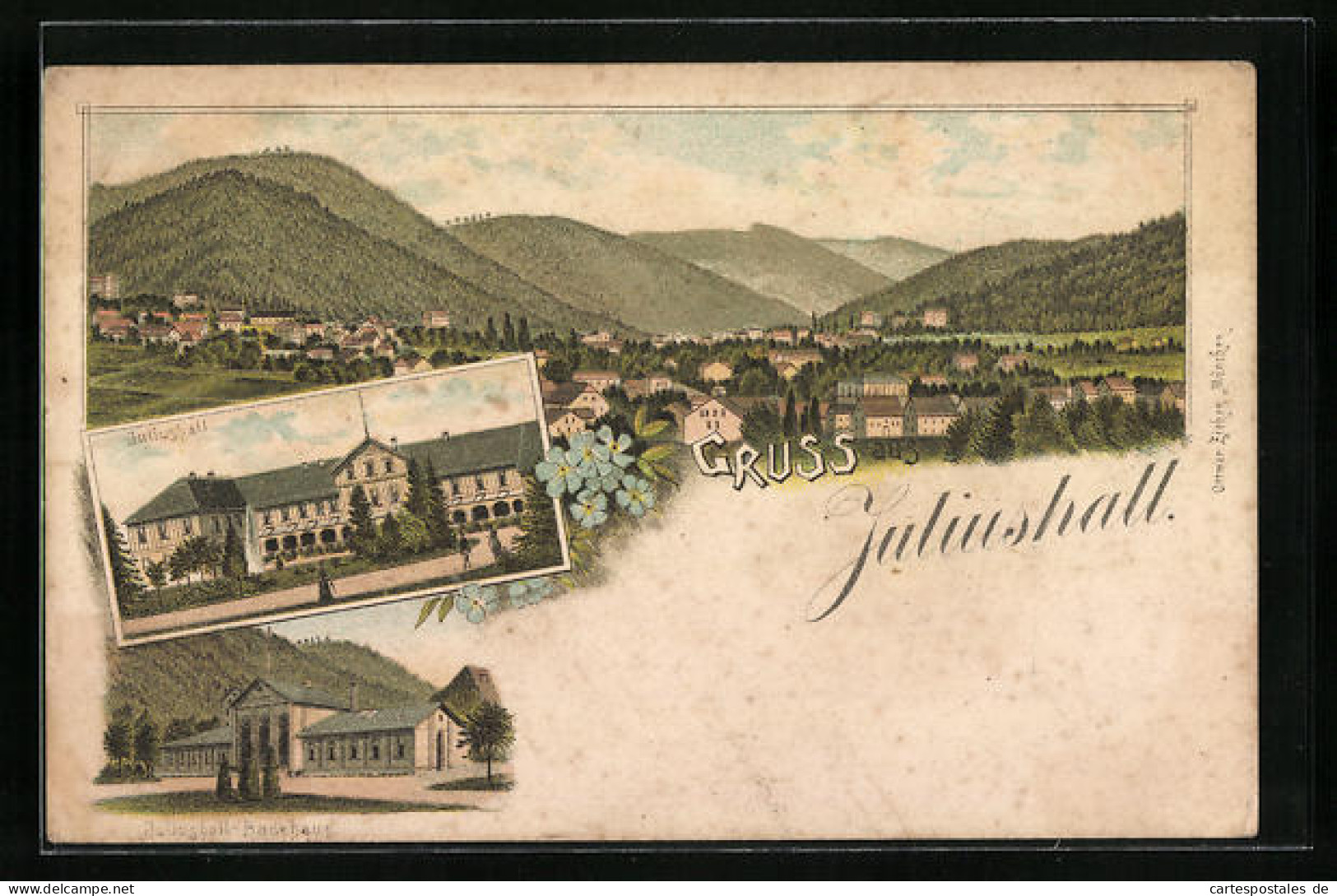 Lithographie Bad Harzburg, Kurhotel Juliushall Mit Badehaus  - Bad Harzburg