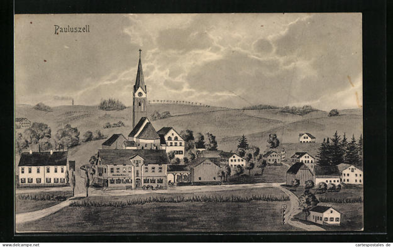 Künstler-AK Sign. Hans Pernat: Pauluszell, Ortsansicht Mit Kirche  - Other & Unclassified