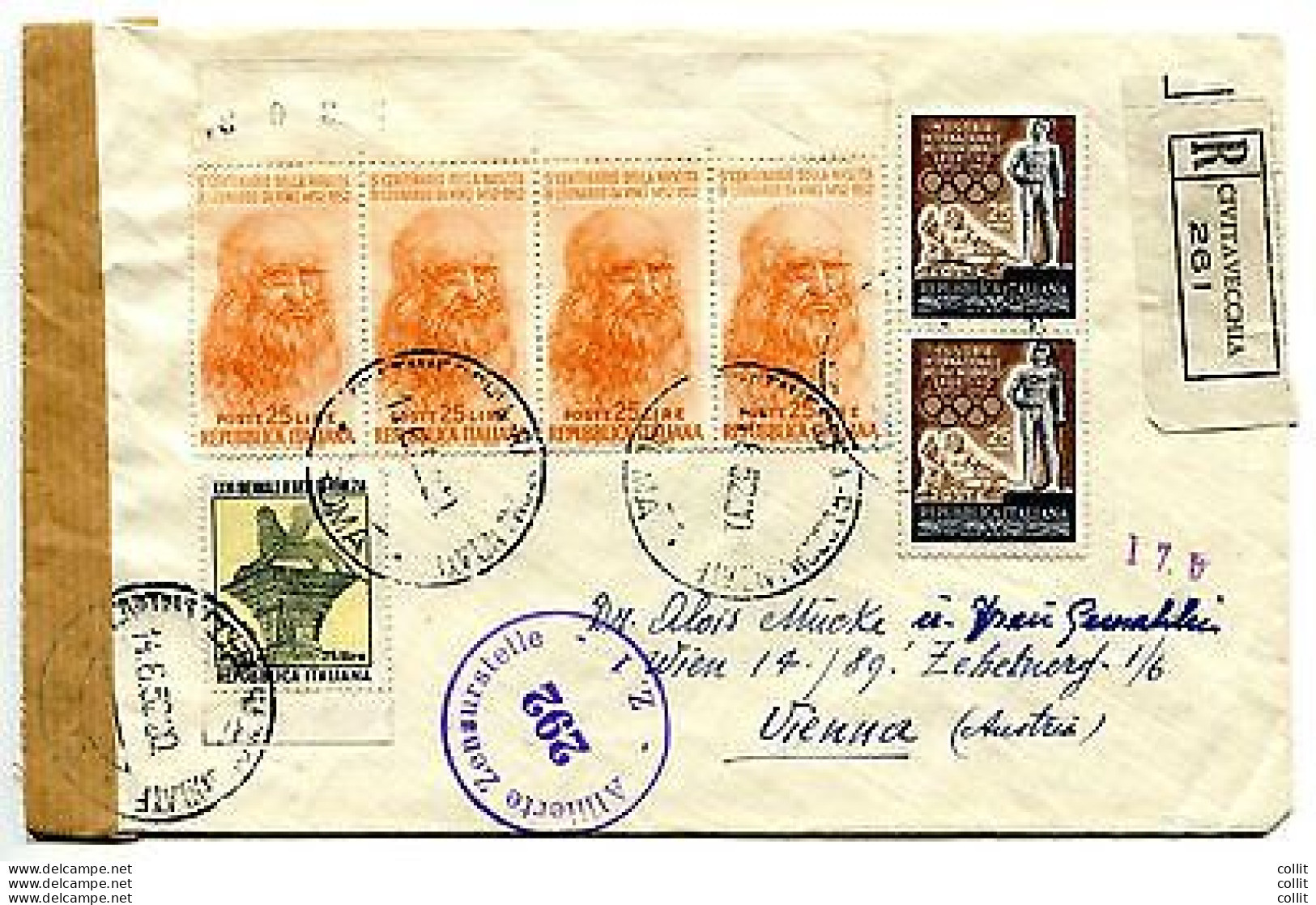 Biennale Di Venezia + Complementari Su Busta Racc. Per Vienna - 1946-60: Poststempel