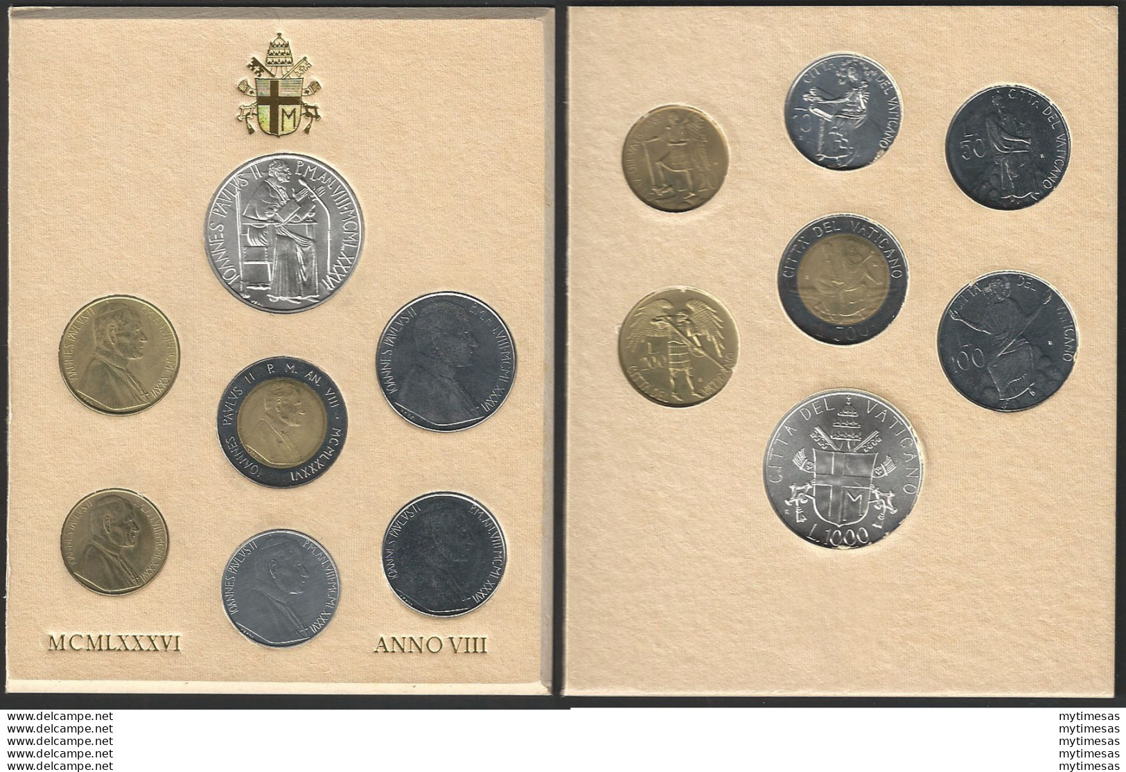 1986 Vaticano Serie Divisionale 7 Monete FDC - Vaticaanstad