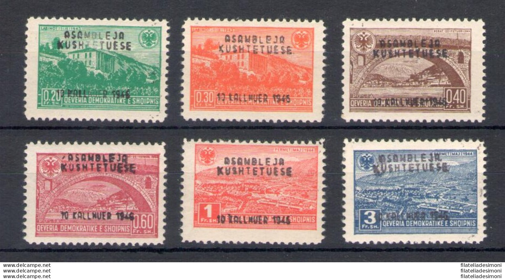 1946 ALBANIA - Convocazione Assemblea Costituente Soprastampati, Yvert N. 335A-335F, 6 Valori - MNH** - Albanie