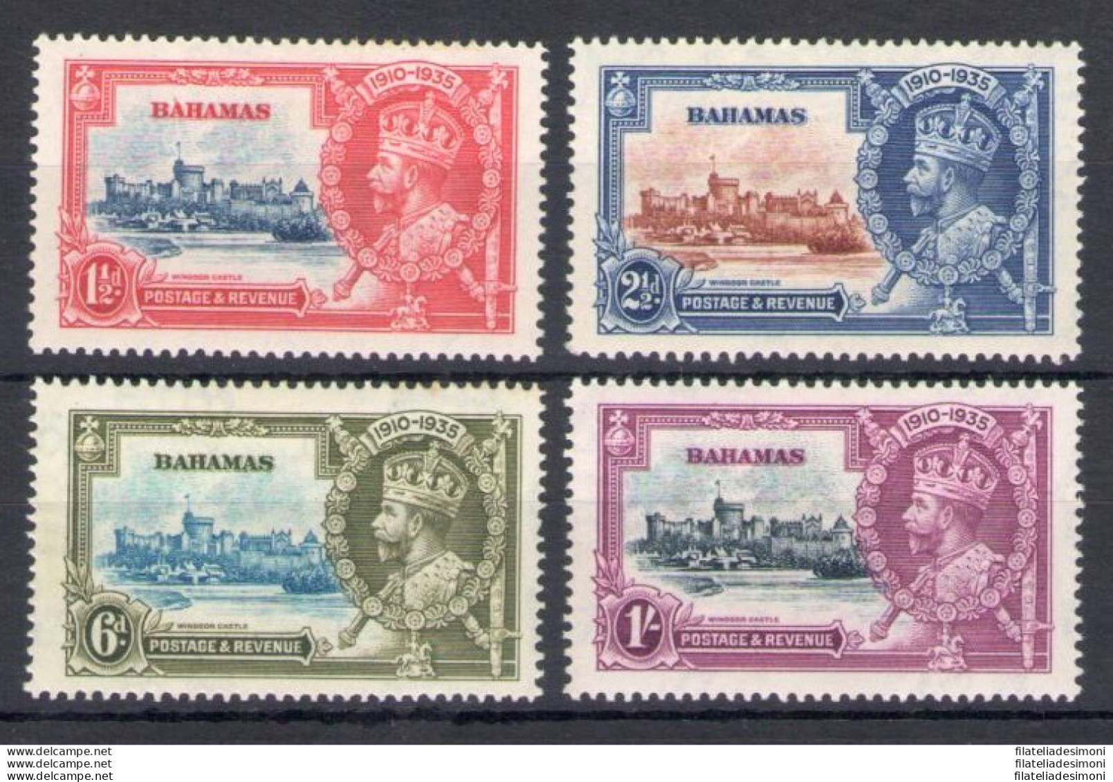 1935 Bahamas, Stanley Gibbons N. 141/44, Silver Jubilee, 4 Valori, MH* - Andere & Zonder Classificatie