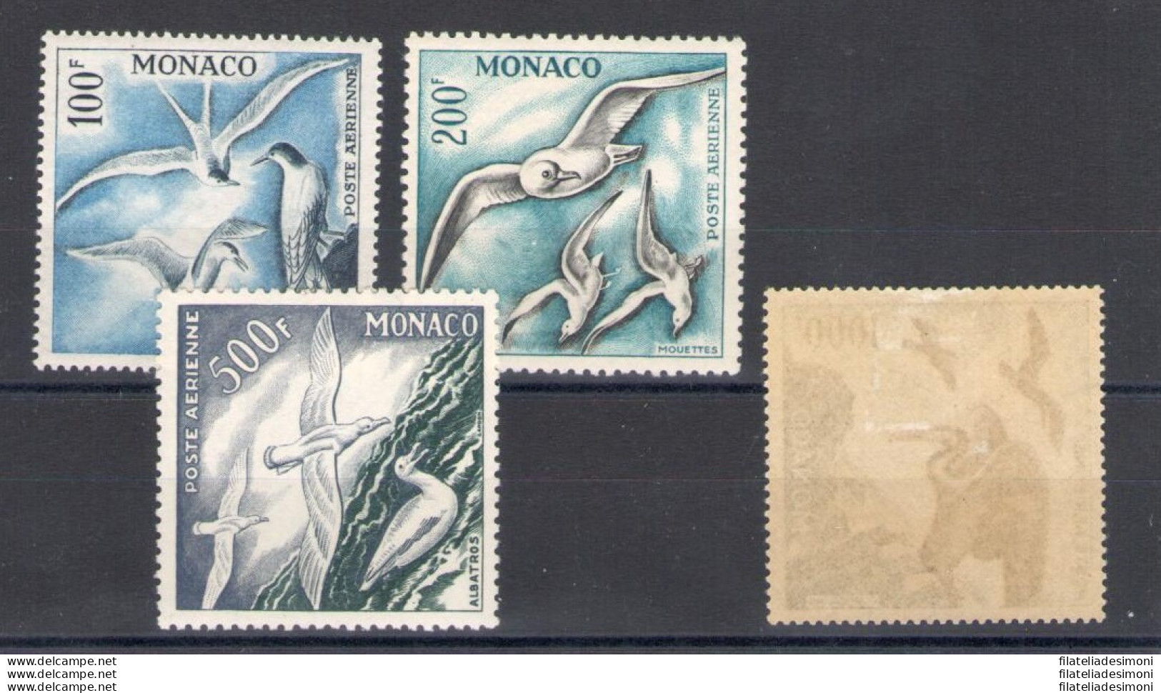 1955 MONACO, Uccelli - Birds, Posta Aerea 55/58 - 4 Valori - MH* - Linguellato - Autres & Non Classés