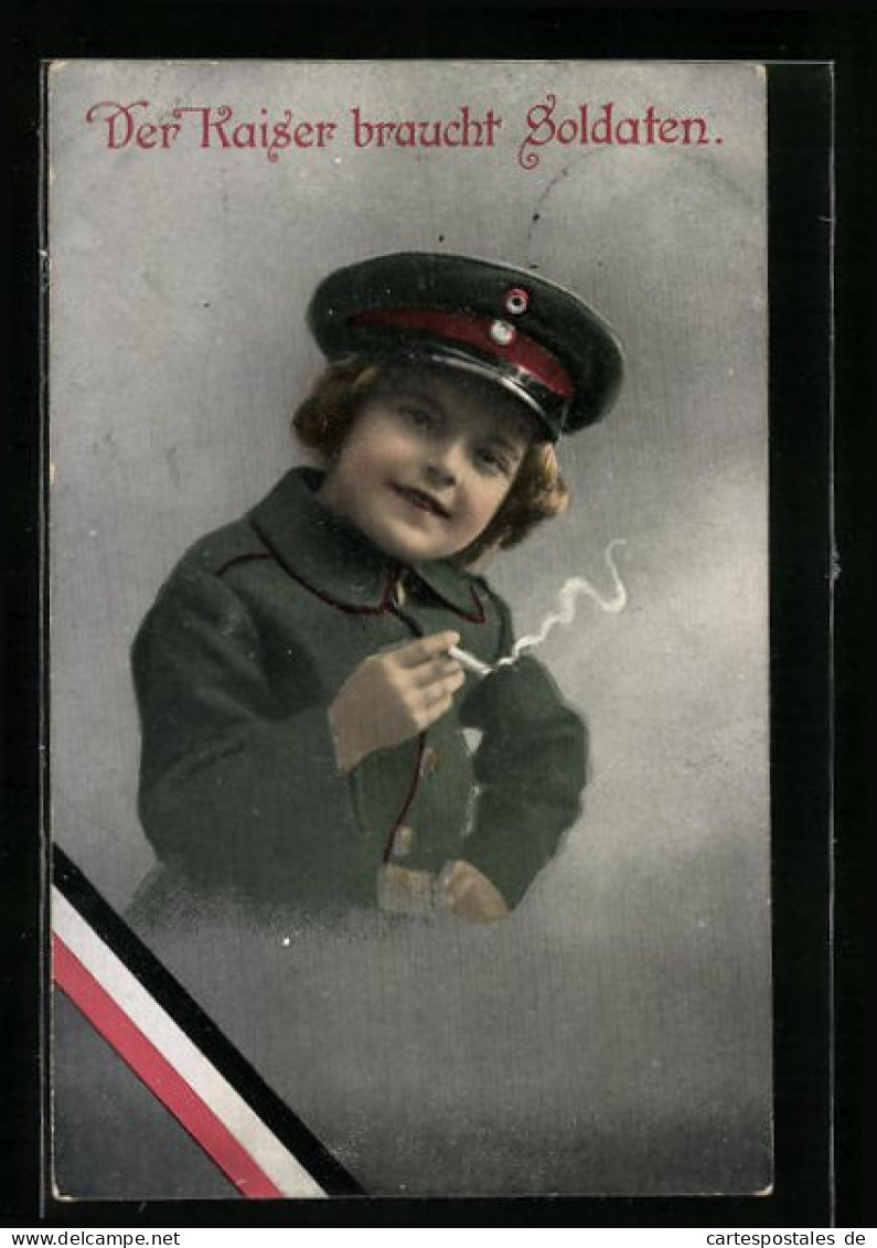 AK Der Kaiser Braucht Soldaten, Kinder Kriegspropaganda  - Guerra 1914-18