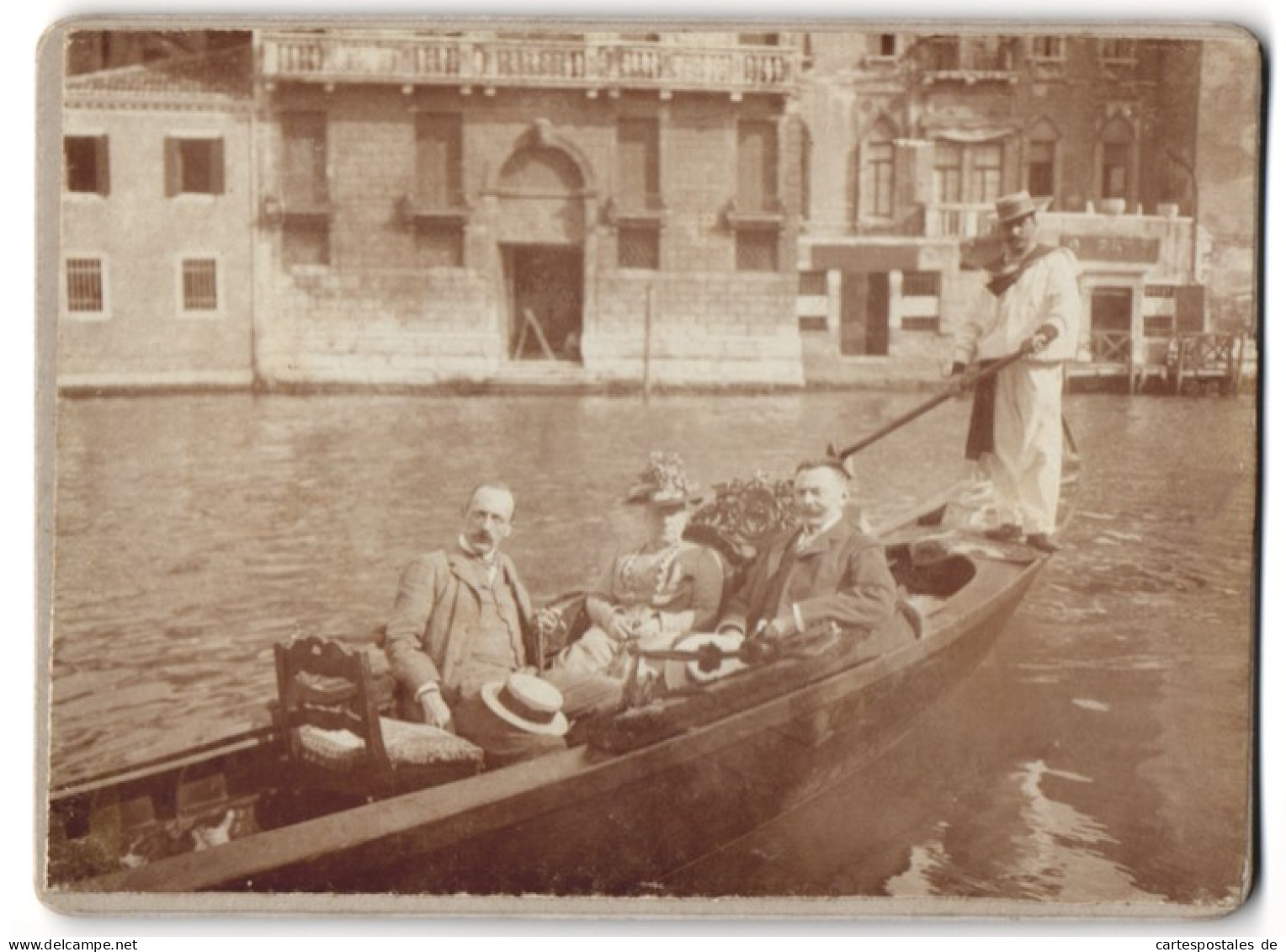 28 Foto Unbekannter Fotograf, Venedig, Baron Hilmar Von Dem Bussche In Venedig, Gondel, Kriegsschiff, 1900  - Berühmtheiten