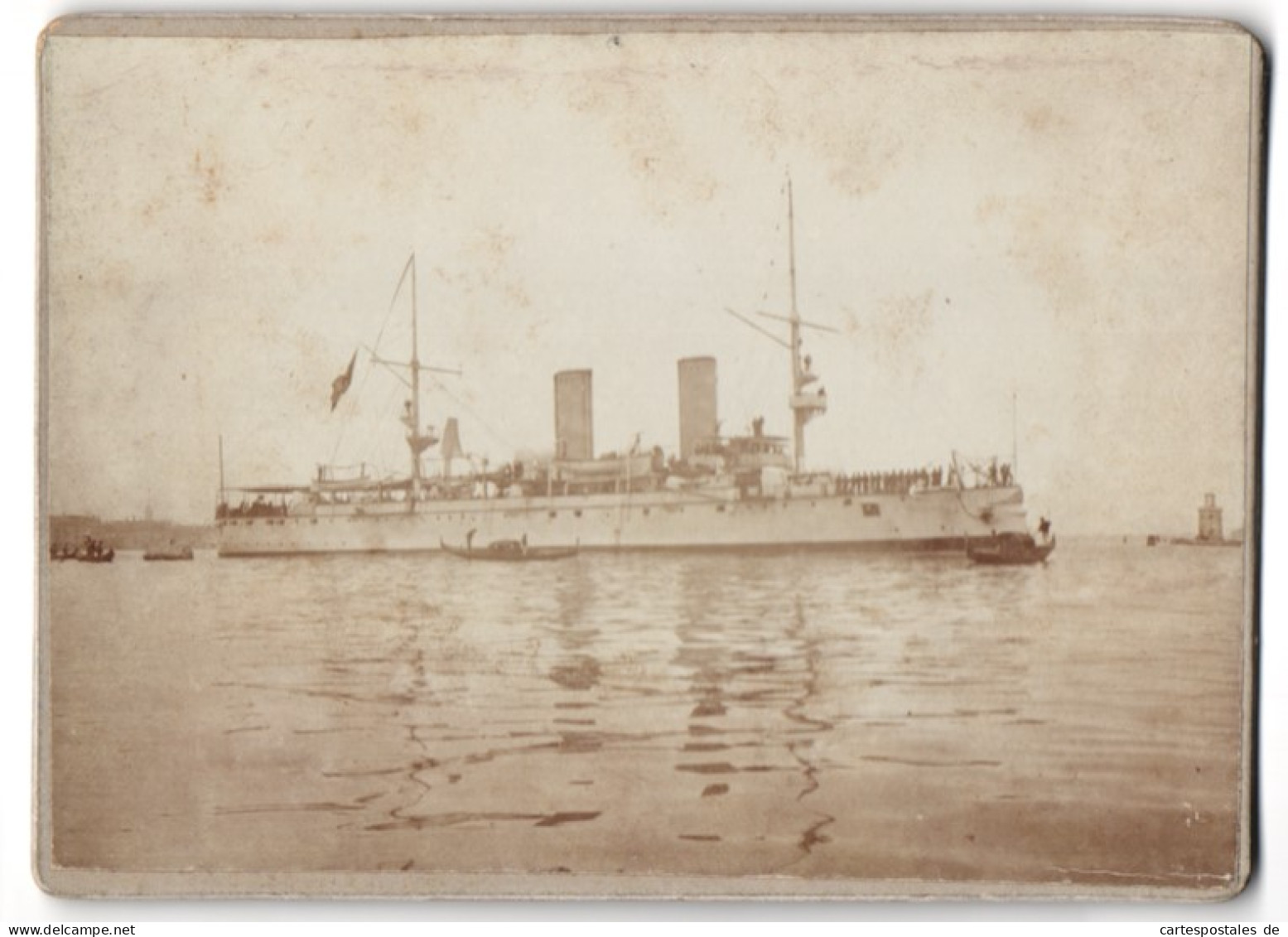 28 Foto unbekannter Fotograf, Venedig, Baron Hilmar von dem Bussche in Venedig, Gondel, Kriegsschiff, 1900 