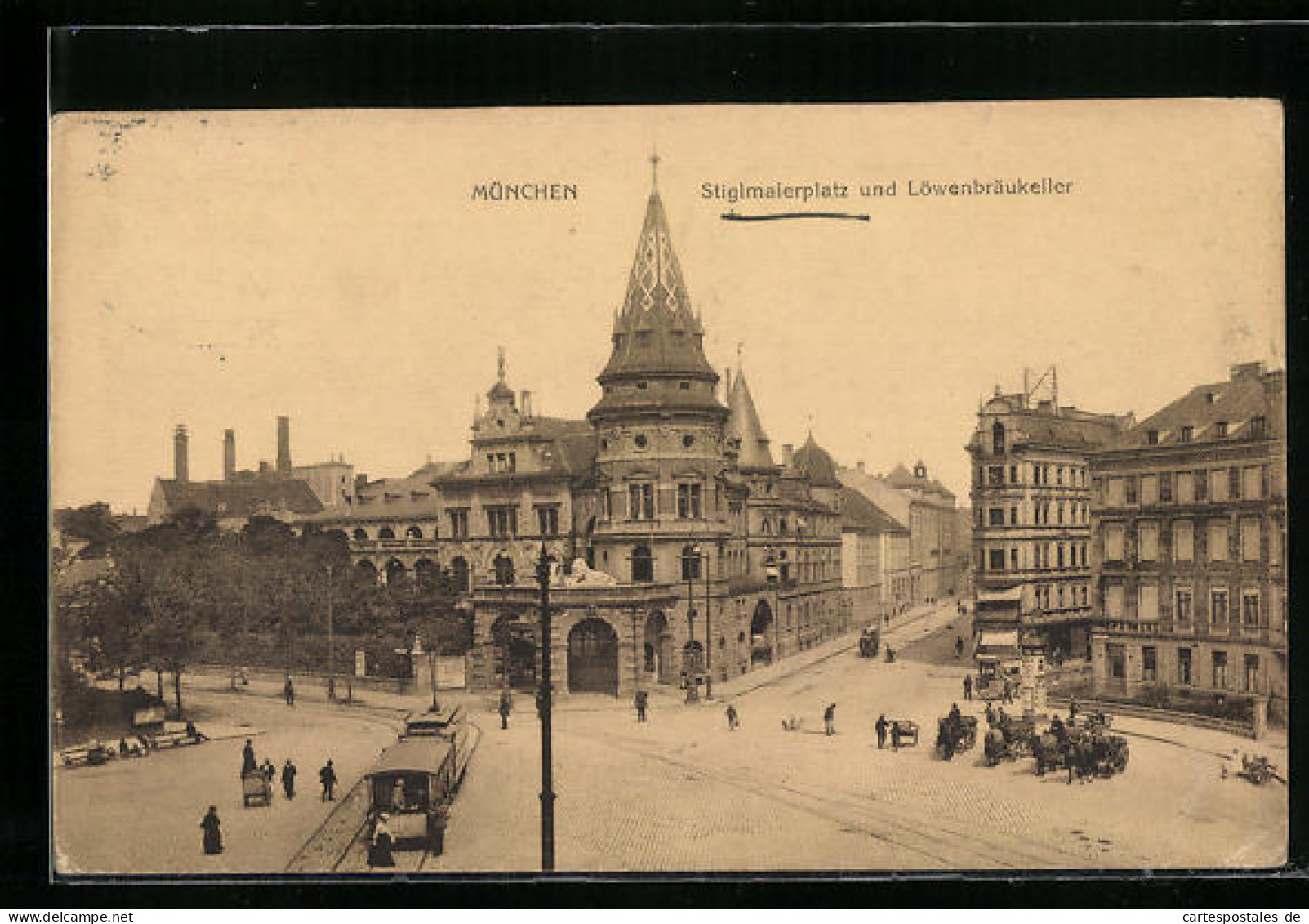 AK München, Stiglmaierplatz Und Gasthaus Löwenbräu-Keller, Strassenbahn  - Other & Unclassified