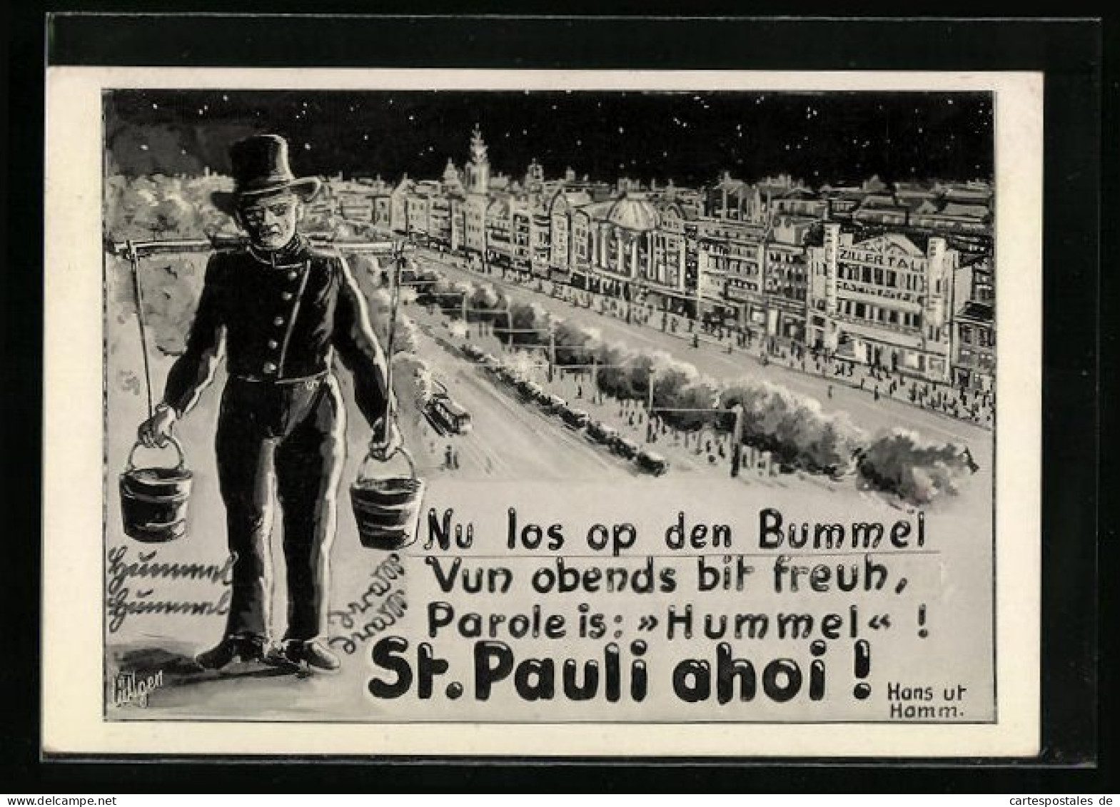 AK Hamburg-St. Pauli, Hummel-Hummel Und Reeperbahn Bei Nacht  - Other & Unclassified