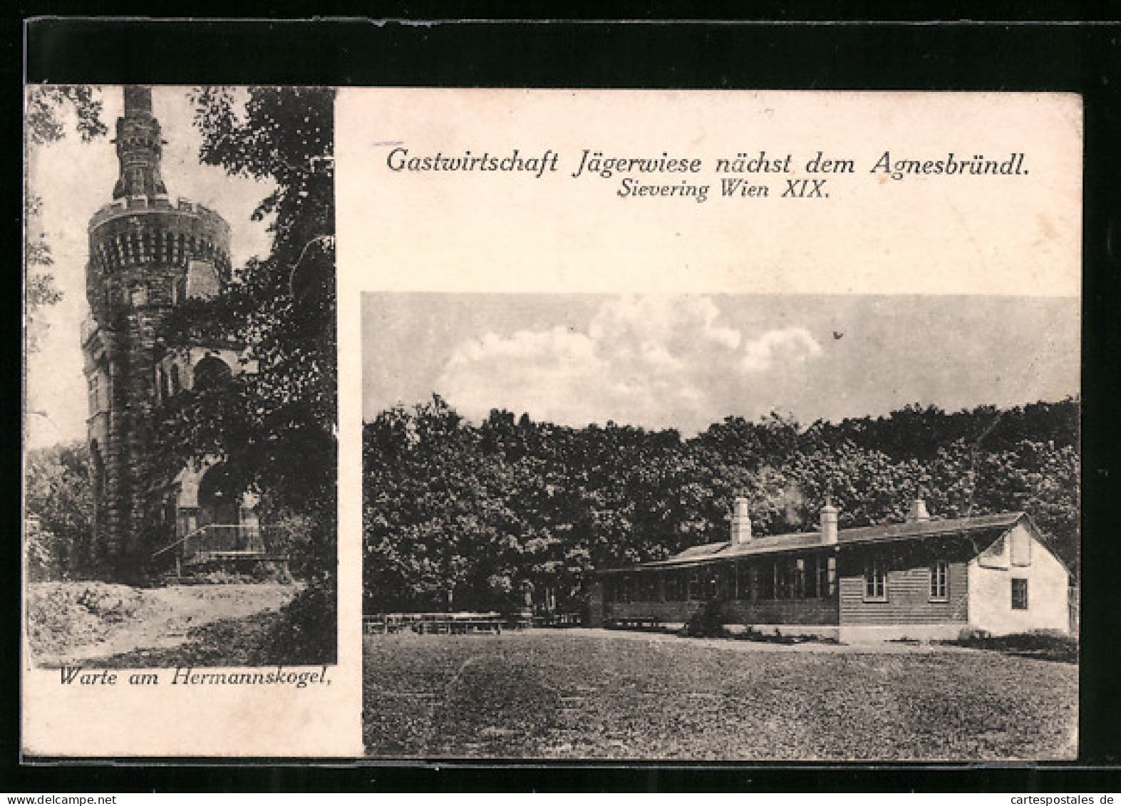 AK Wien-Sievering, Gasthaus Jägerwiese Nächst Dem Agnesbründl, Warte Am Hermannskogel  - Andere & Zonder Classificatie