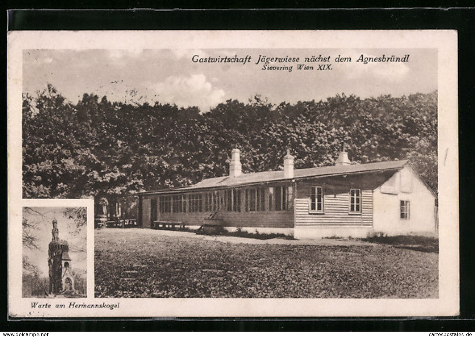 AK Wien-Sievering, Gasthaus Jägerwiese Nächst Dem Agnesbründl, Warte Am Hermannskogel  - Altri & Non Classificati