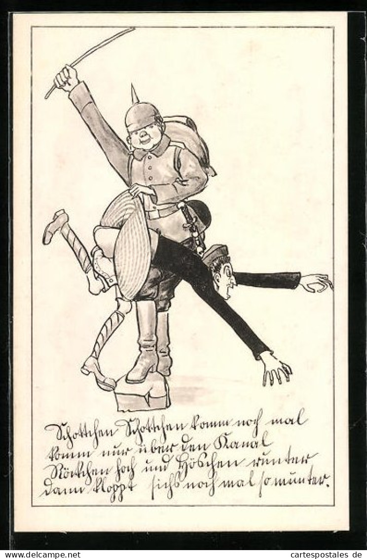 AK Der Feind Wird übers Knie Gelegt Und Dann Ordentlich Der Hintern Versohlt  - Guerre 1914-18