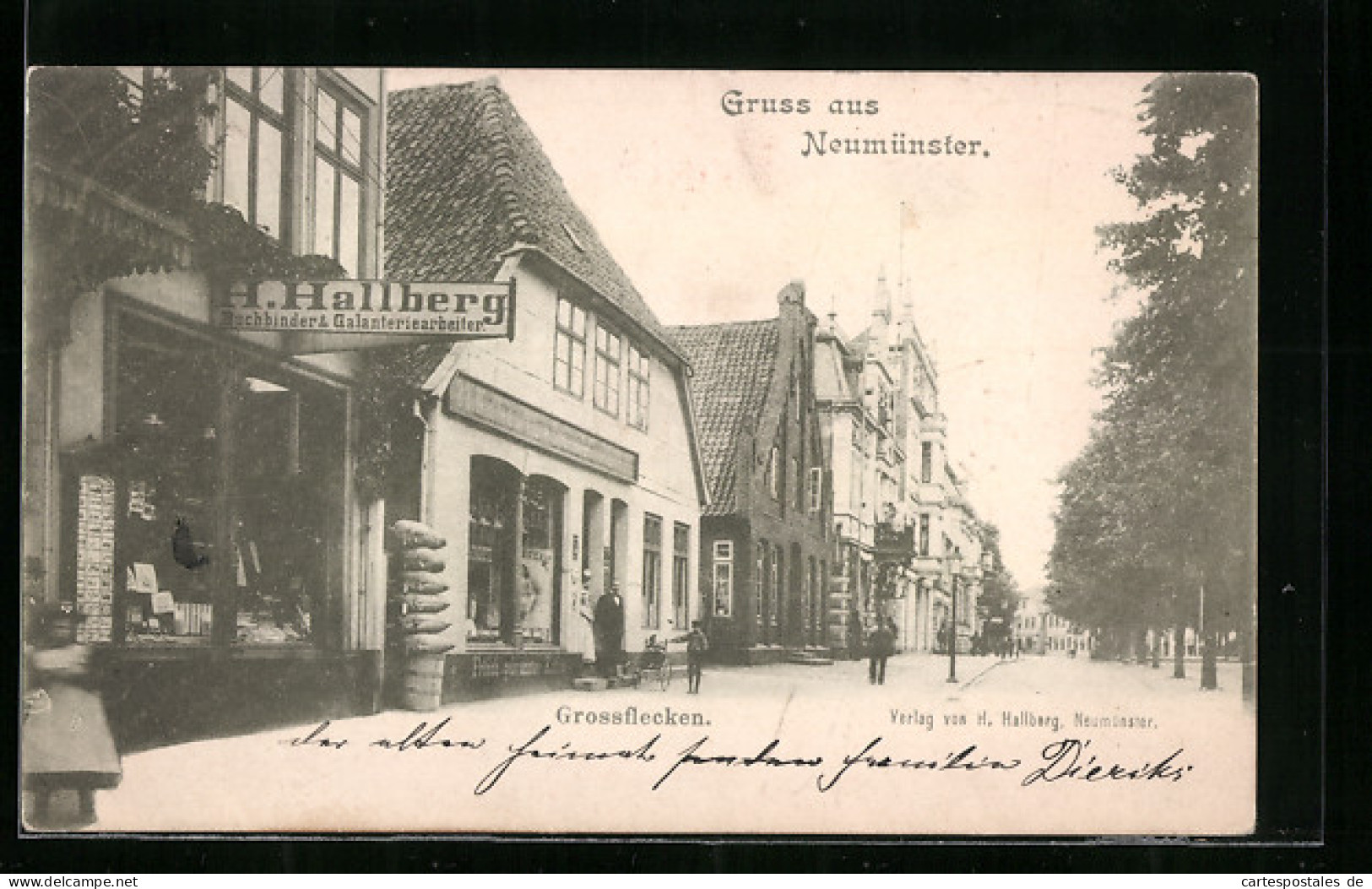 AK Neumünster, Buchbinderei H. Hallberg In Der Strasse Grossflecken  - Neumünster