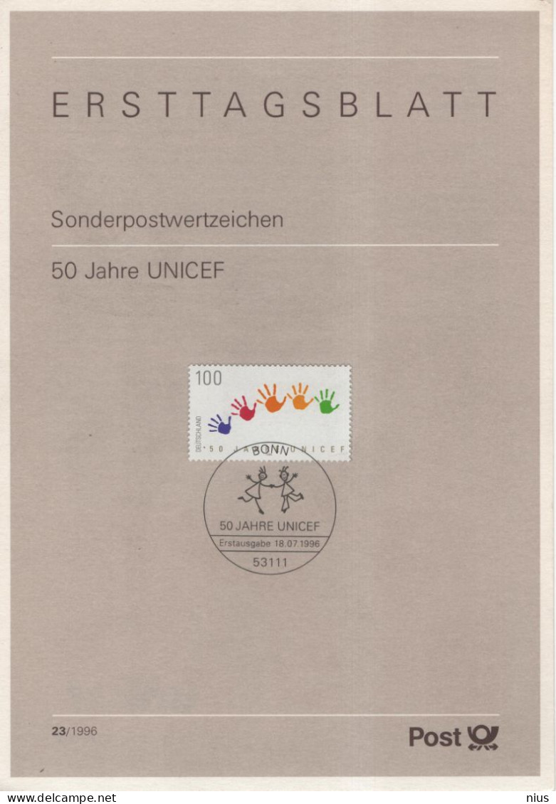 Germany Deutschland 1996-23 50 Jahre UNICEF, Canceled In Bonn - 1991-2000
