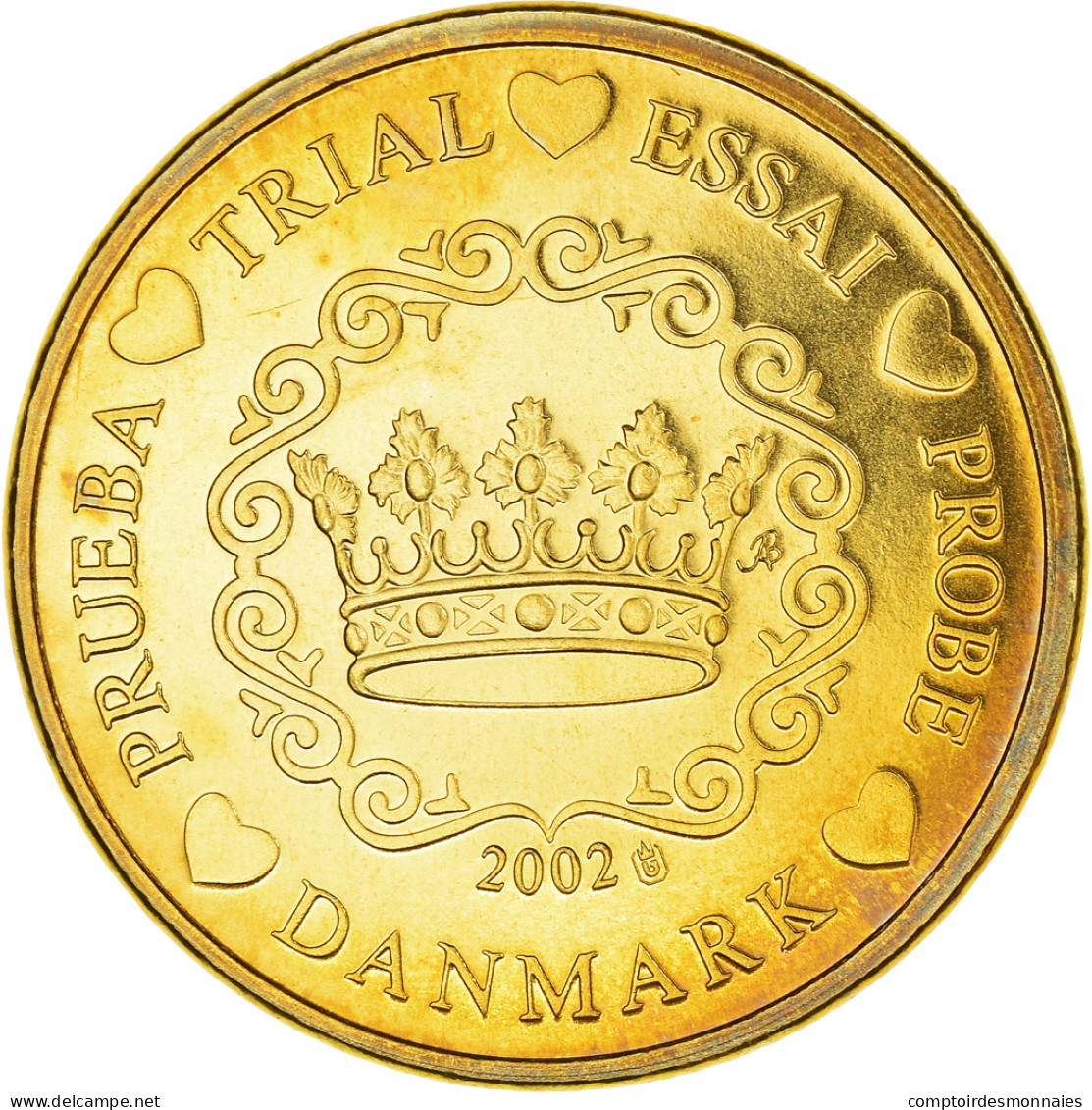 Danemark, 10 Euro Cent, 2002, Unofficial Private Coin, SPL+, Cuivre Plaqué - Essais Privés / Non-officiels