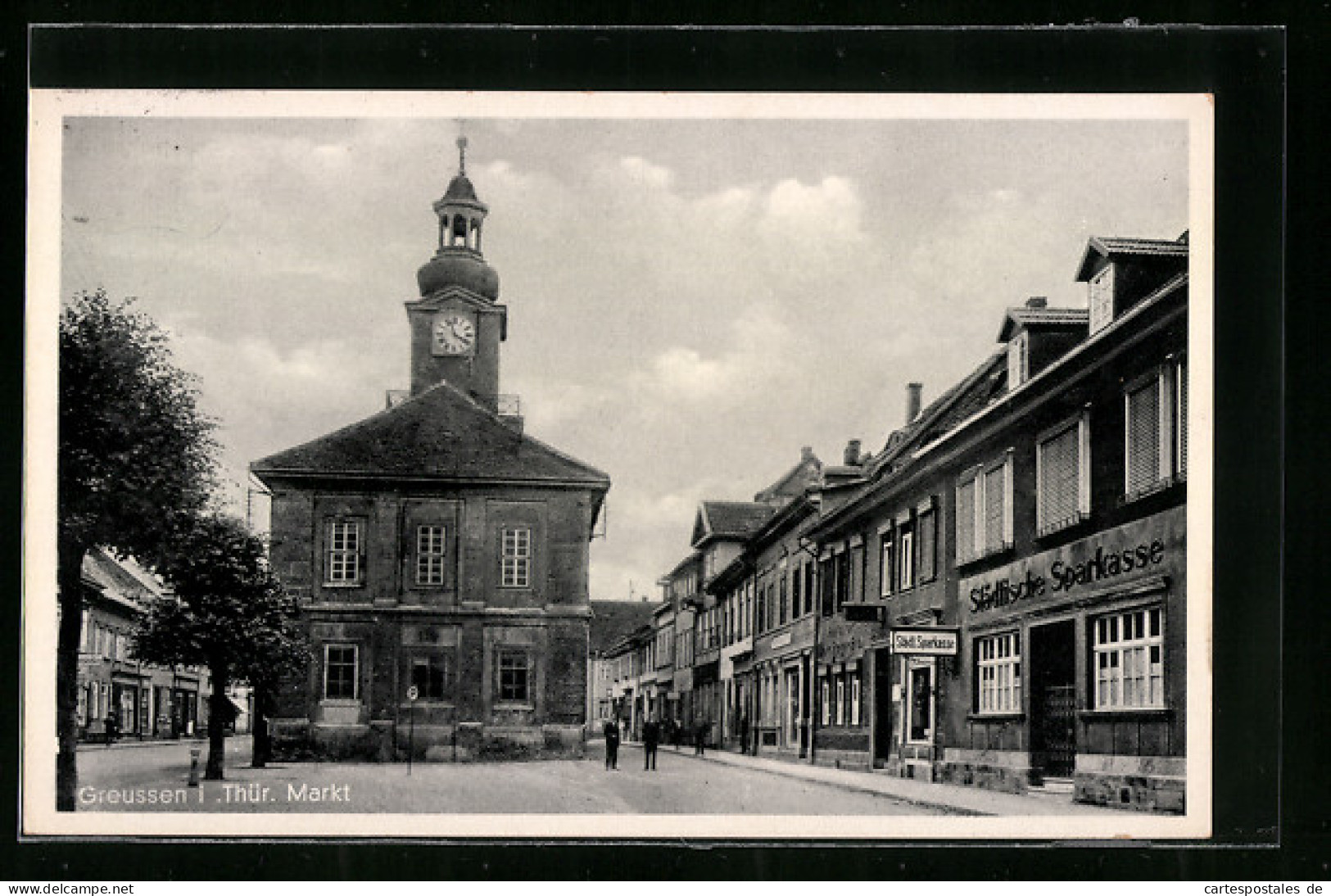 AK Greussen /Thür., Markt Mit Rathaus, Städtische Sparkasse  - Autres & Non Classés