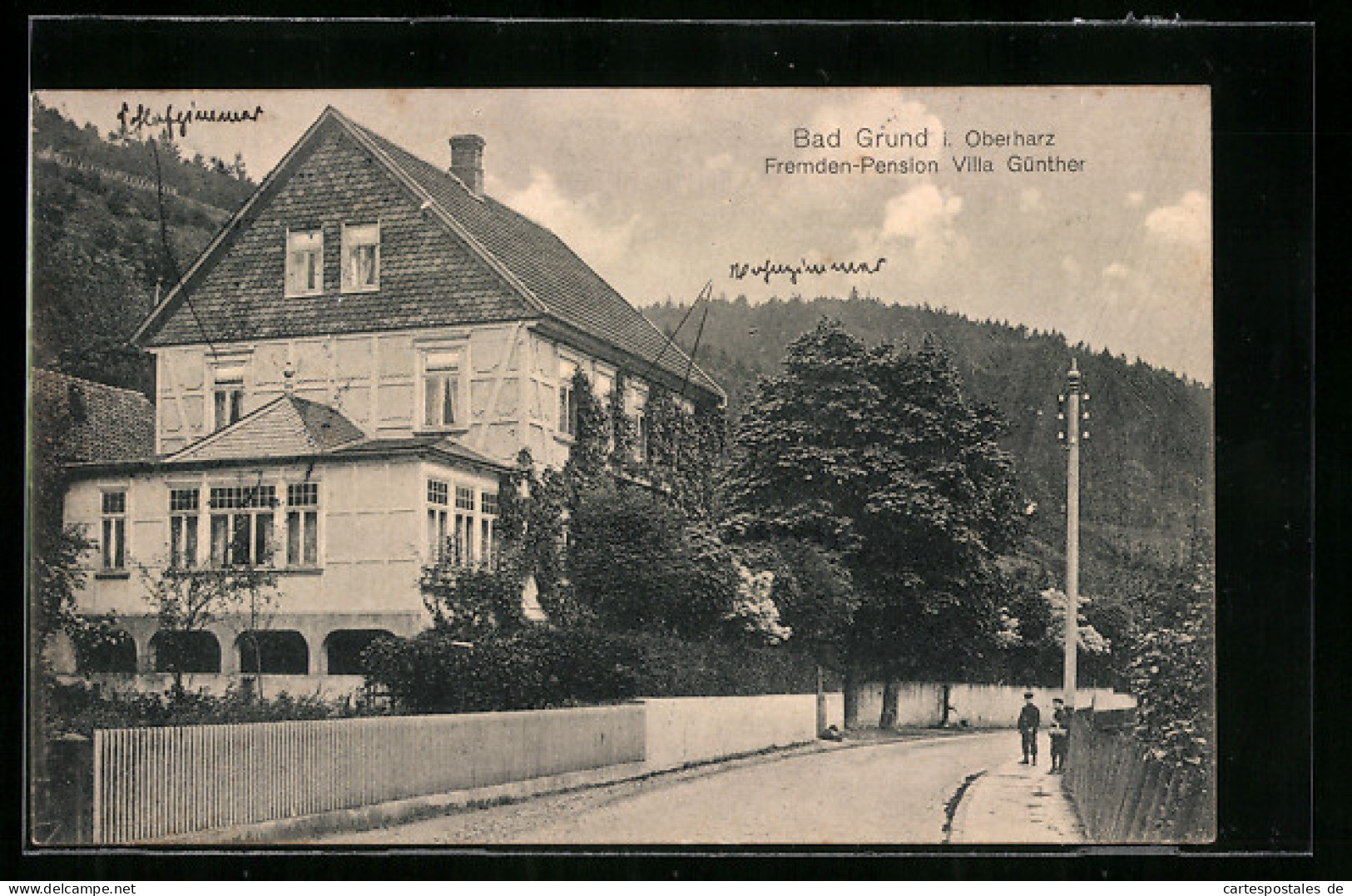 AK Bad Grund Im Oberharz, Hotel-Pension Villa Günther Von Der Strasse Gesehen  - Oberharz