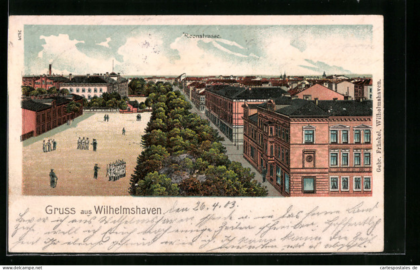 Lithographie Wilhelmshaven, Roonstrasse Aus Der Vogelschau  - Wilhelmshaven