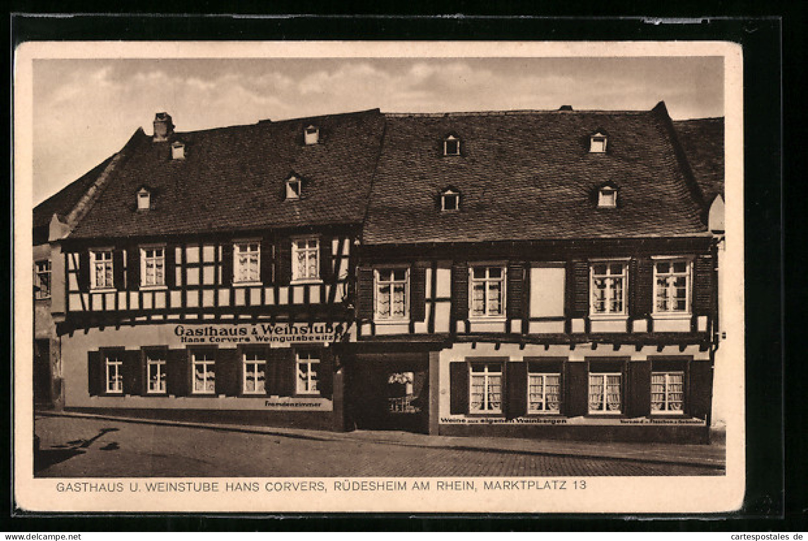 AK Rüdesheim A. Rh., Gasthaus Und Weinstube Von Hans Corvers Am Marktplatz 13  - Rüdesheim A. Rh.