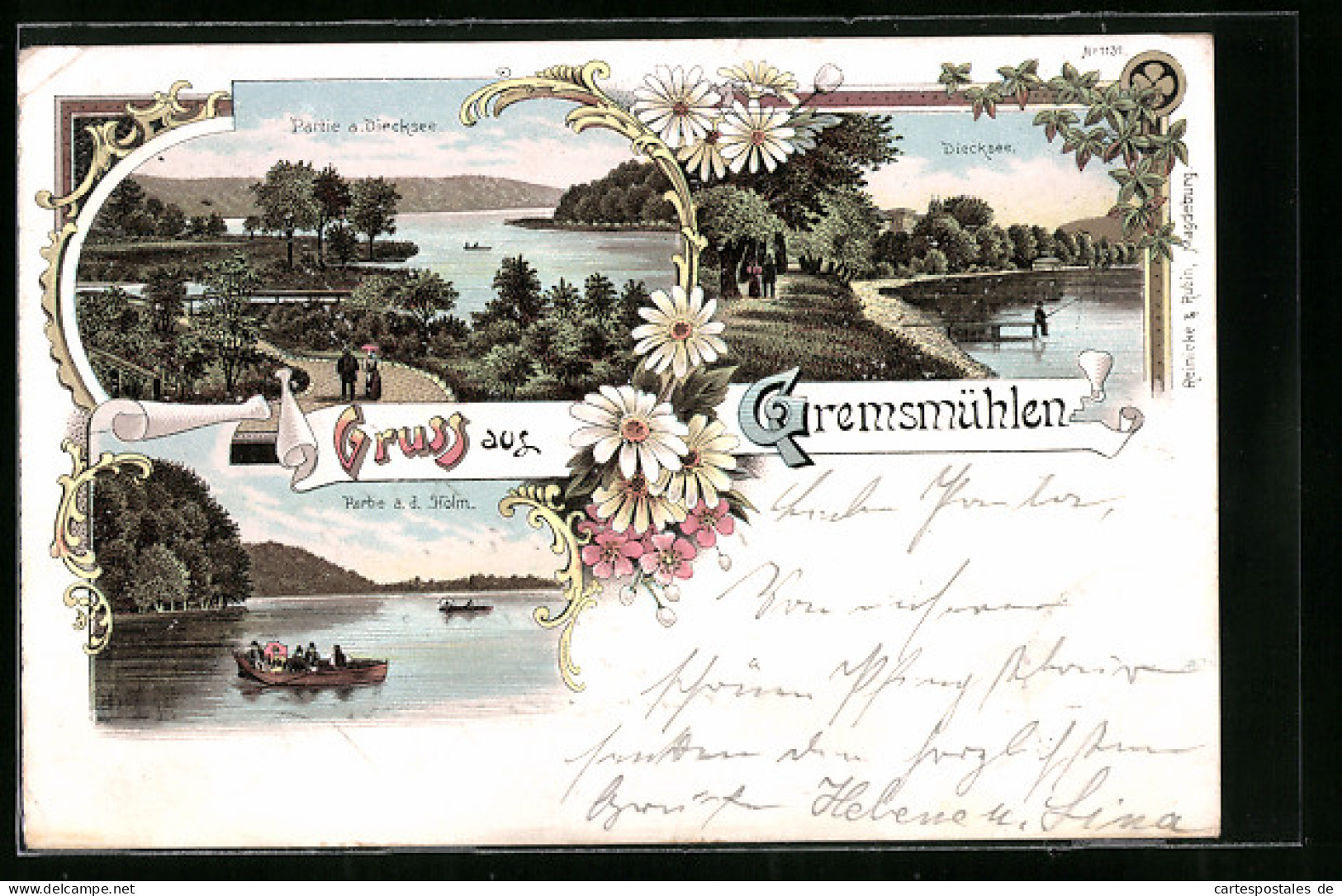 Lithographie Gremsmühlen, Partie A. Diecksee, Partie A. D. Holm  - Other & Unclassified