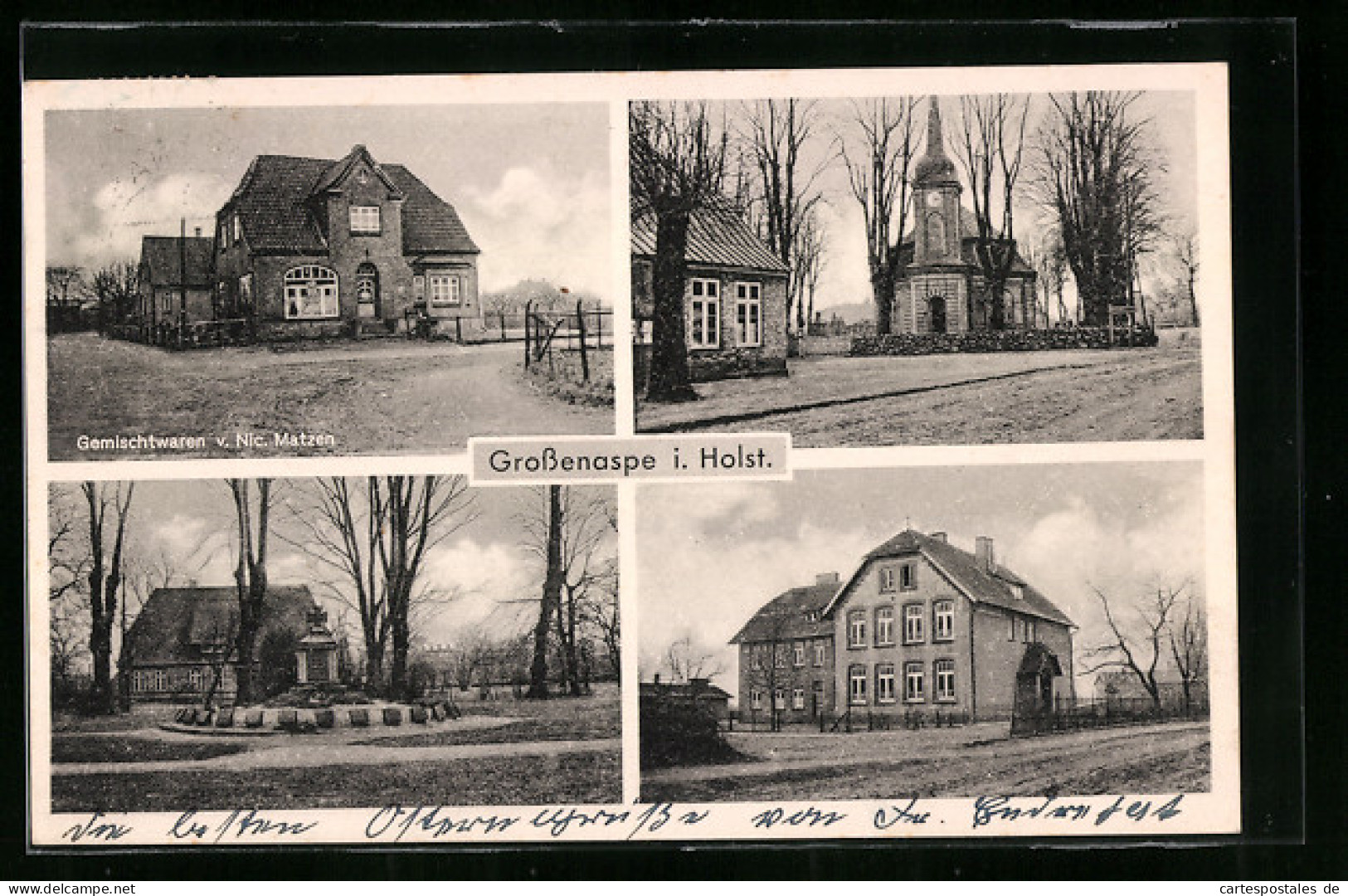 AK Grossenaspe I. Holstein, Gemischtwaren V. Nic. Matzen, Kirche  - Other & Unclassified