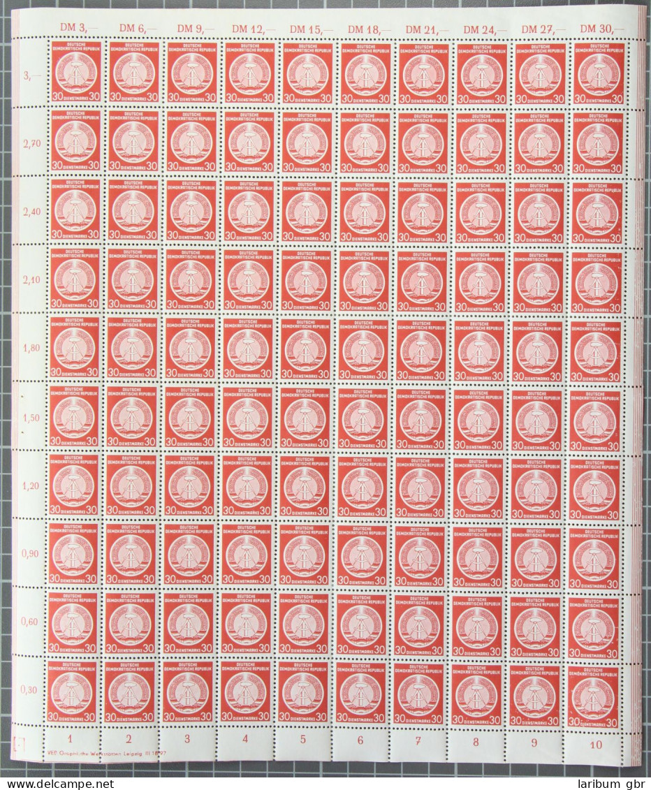 DDR Dienstmarken 11 XI Postfrisch Bogen #JG074 - Altri & Non Classificati