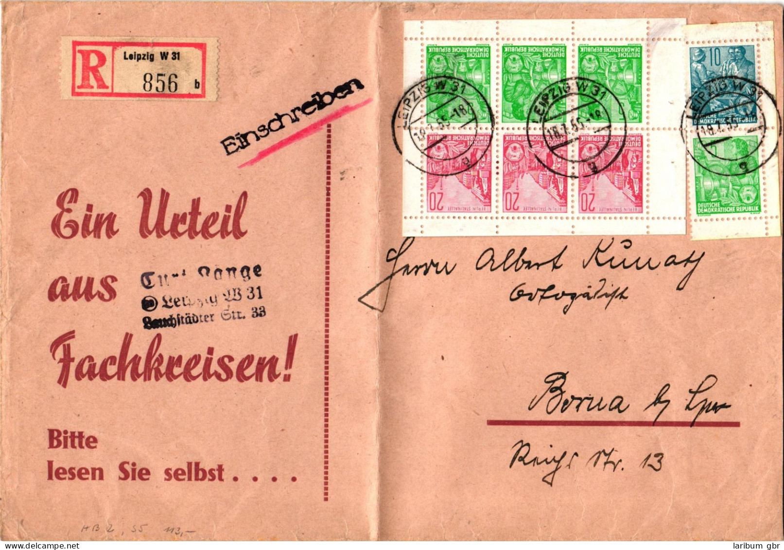 DDR HBl 1-3 A/B Auf Brief #JG094 - Zusammendrucke