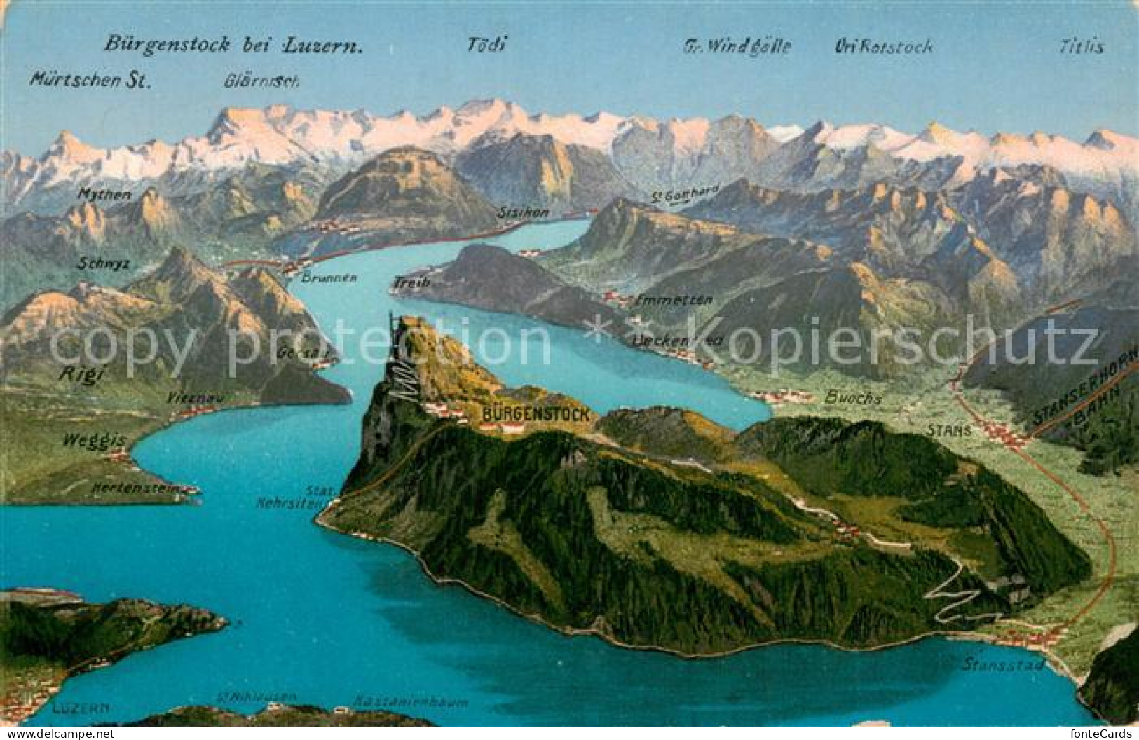 13735597 Buergenstock Vierwaldstaettersee Panoramakarte Buergenstock - Andere & Zonder Classificatie