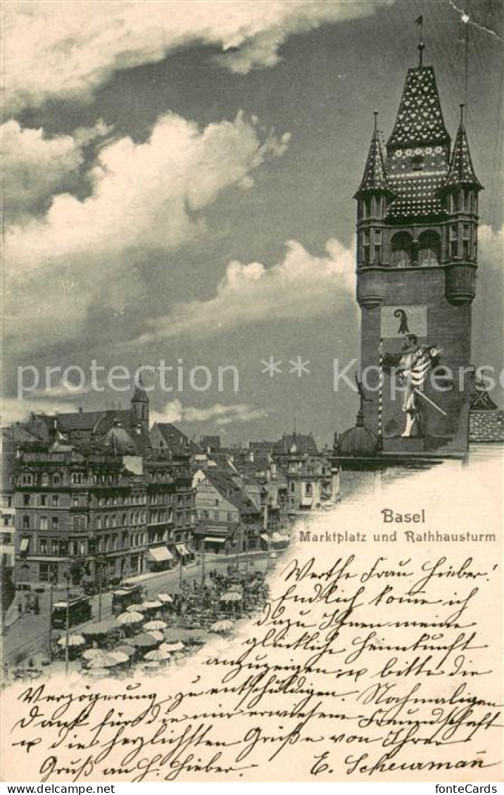 13735317 Basel BS Marktplatz Und Rathhausturm Basel BS - Sonstige & Ohne Zuordnung