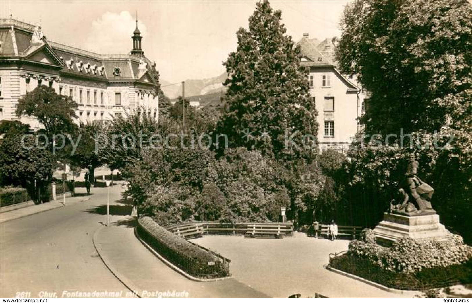 13733297 Chur GR Fontanedenkmal Mit Postgebaeude Chur GR - Andere & Zonder Classificatie