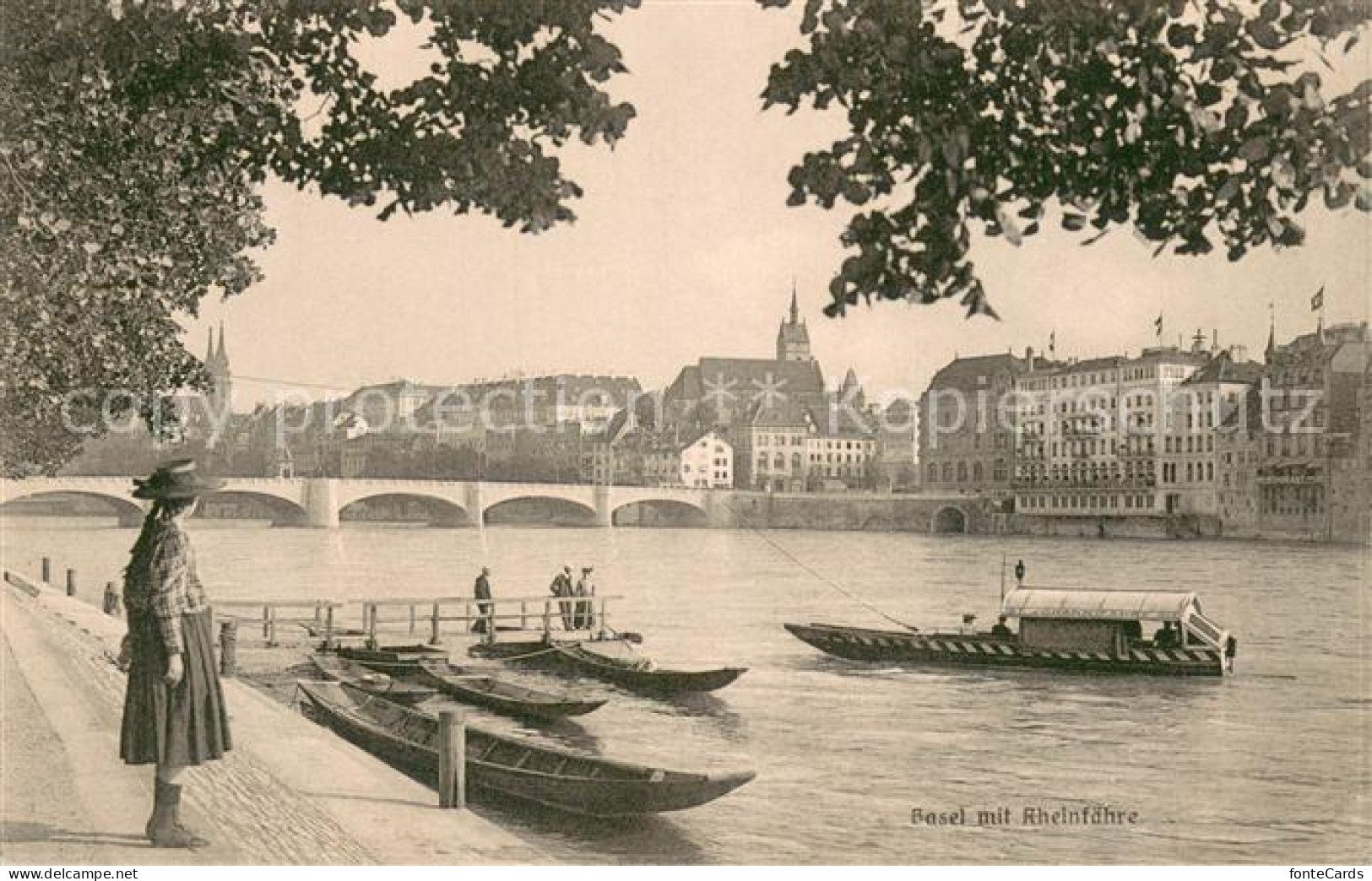 13733107 Basel BS Panorama Mit Rheinfaehre Basel BS - Sonstige & Ohne Zuordnung