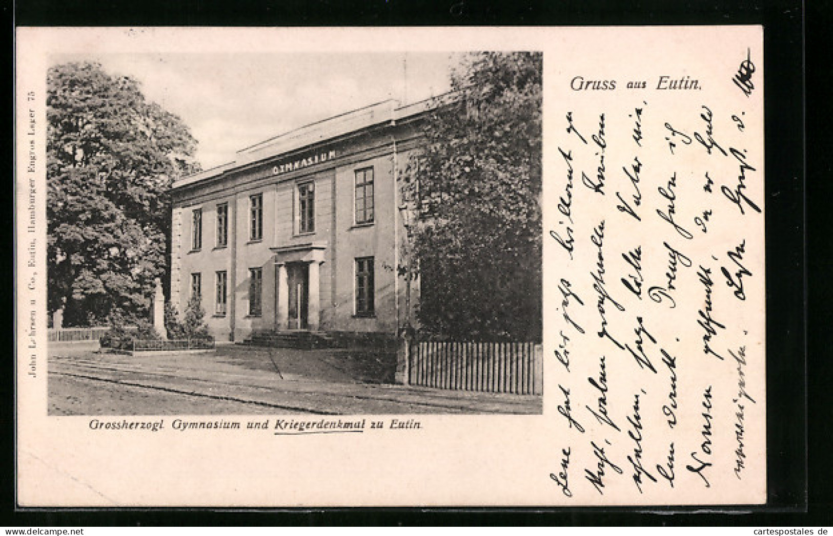 AK Eutin, Grossherzogl. Gymnasium Und Kriegerdenkmal  - Eutin