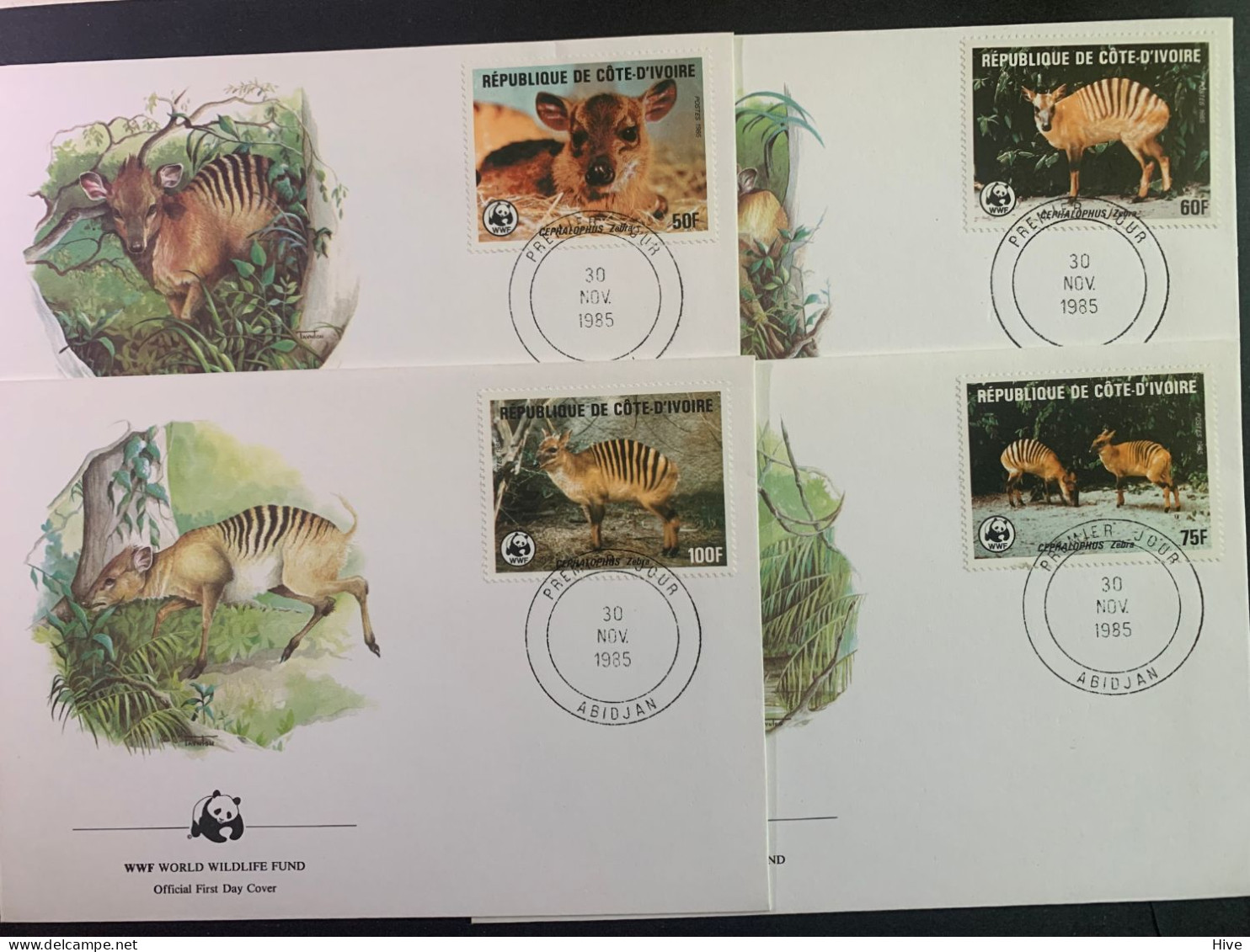 COTE D'IVOIRE 1985 ANIMAL WWF.FDC - FDC