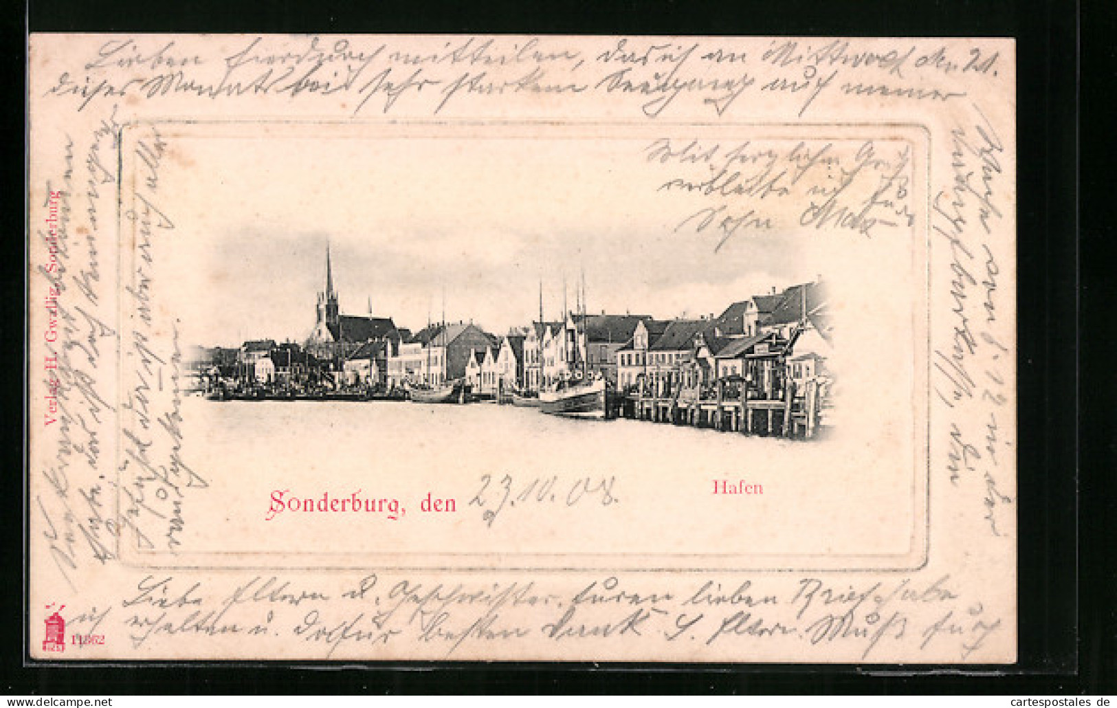 AK Sonderburg, Ortsansicht Mit Hafen  - Danimarca