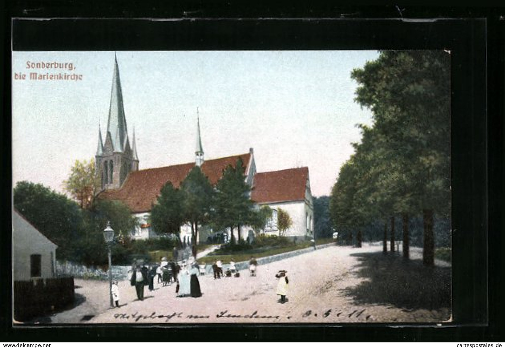 AK Sonderburg, Marienkirche Mit Strassenpartie  - Danimarca