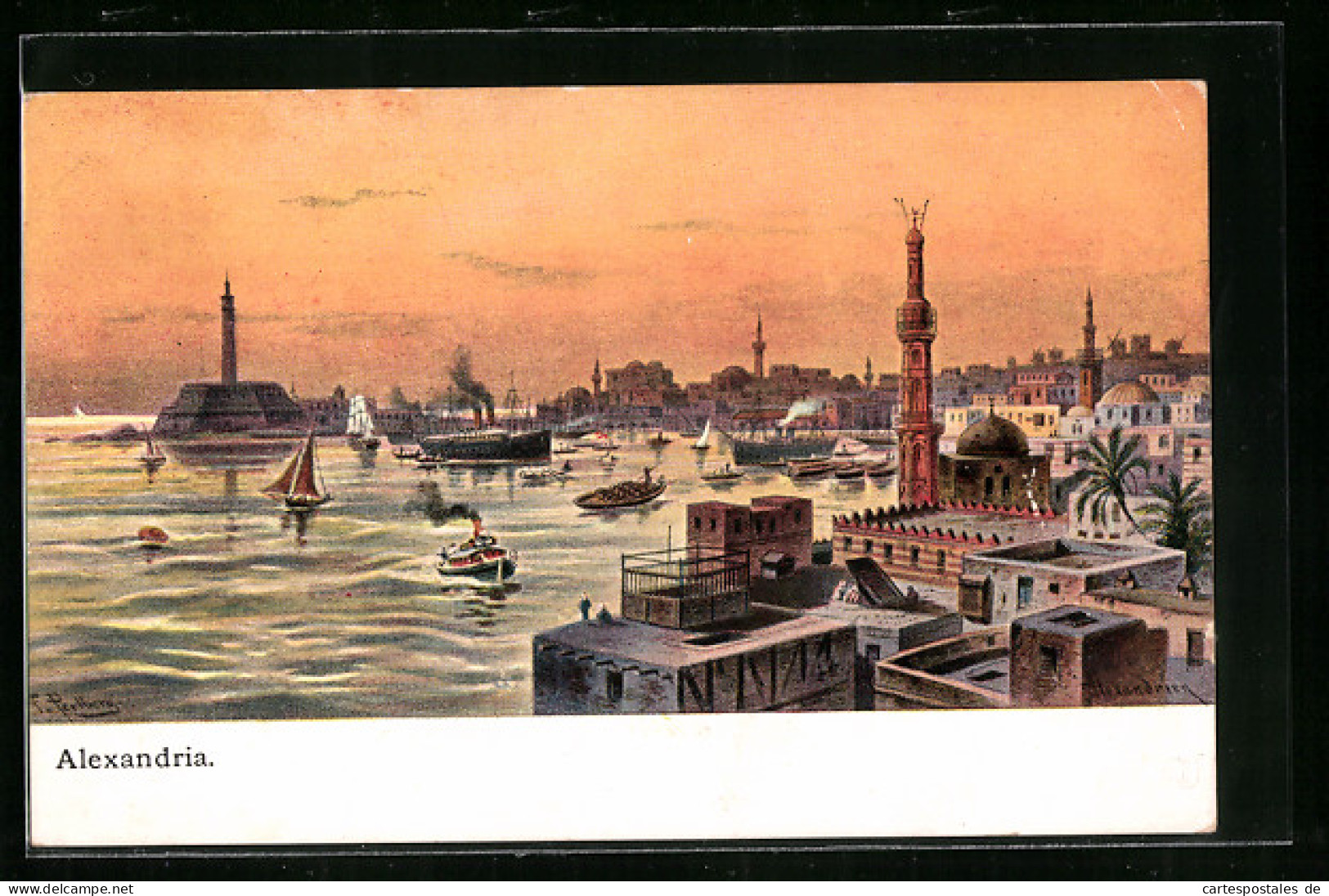 CPA Illustrateur Friedrich Perlberg: Alexandria, Vue Générale  - Autres & Non Classés