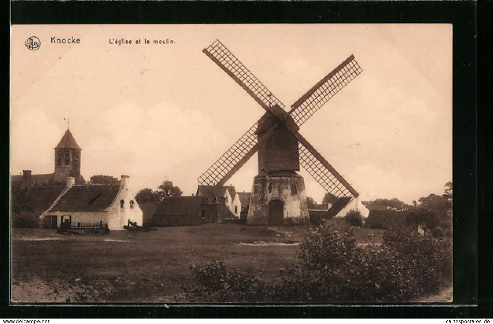 AK Knocke, L`église Et Le Moulin, Windmühle  - Altri & Non Classificati