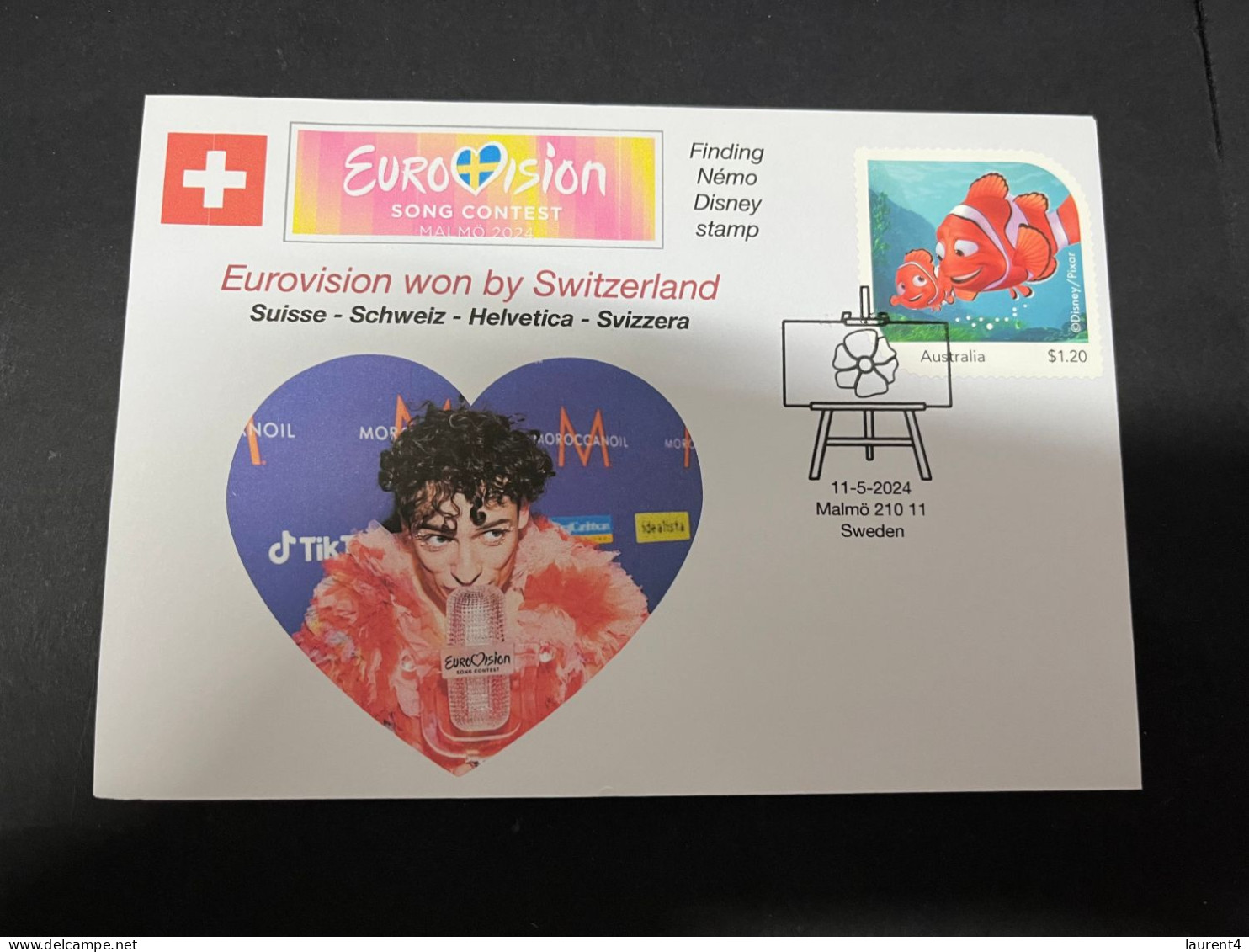 14-5-2024 (5 Z 7) Eurovision Song Contest 2024 - Switzerland Won With Singer NEMO (with Disney Némo Cartoon Fish Stamp) - Musik