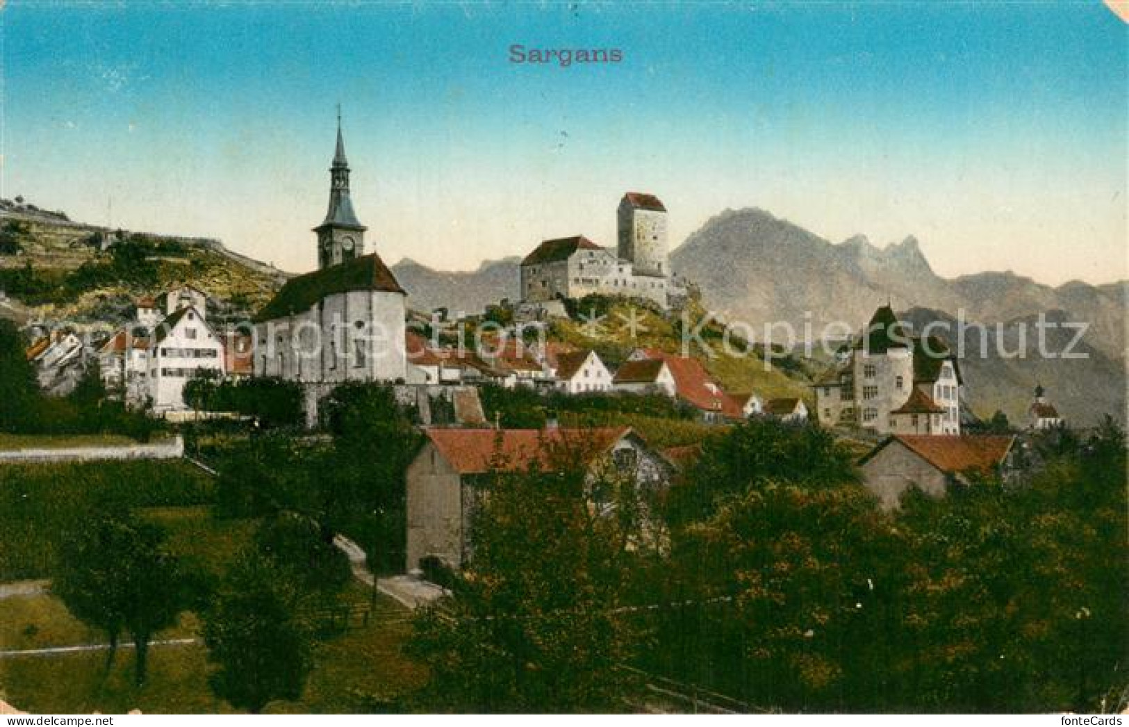 13729247 Sargans SG Panorama Mit Schloss Und Kirche  - Other & Unclassified