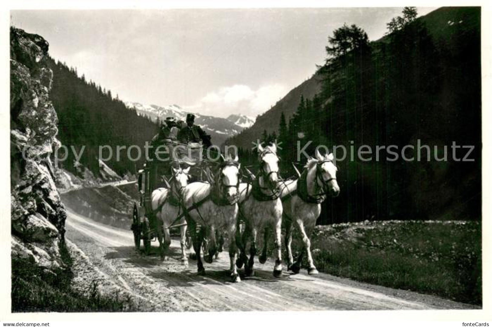 13728847 Davos GR Flueela Pferdepost Ein Bild Aus Alten Zeiten Davos GR - Andere & Zonder Classificatie