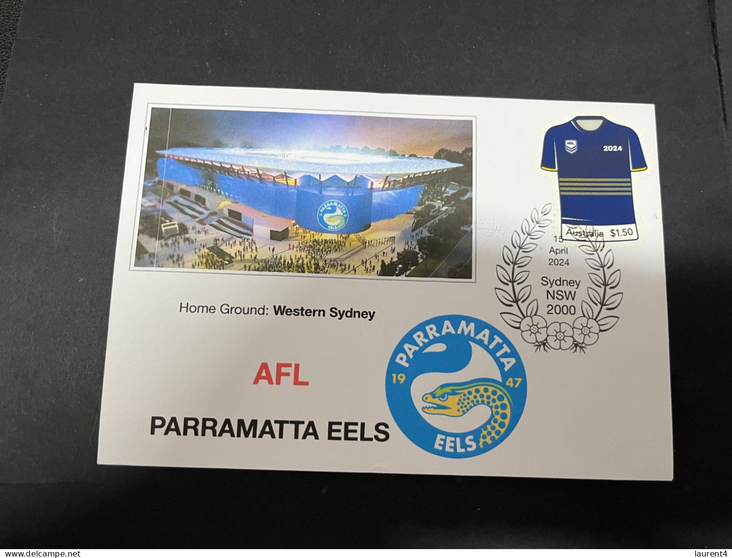 14-5-2024 (5 Z 7) Australia Cover - AFL Parramatta EELS  (with Jersey Stamp $ 1.50) - Expositions Philatéliques