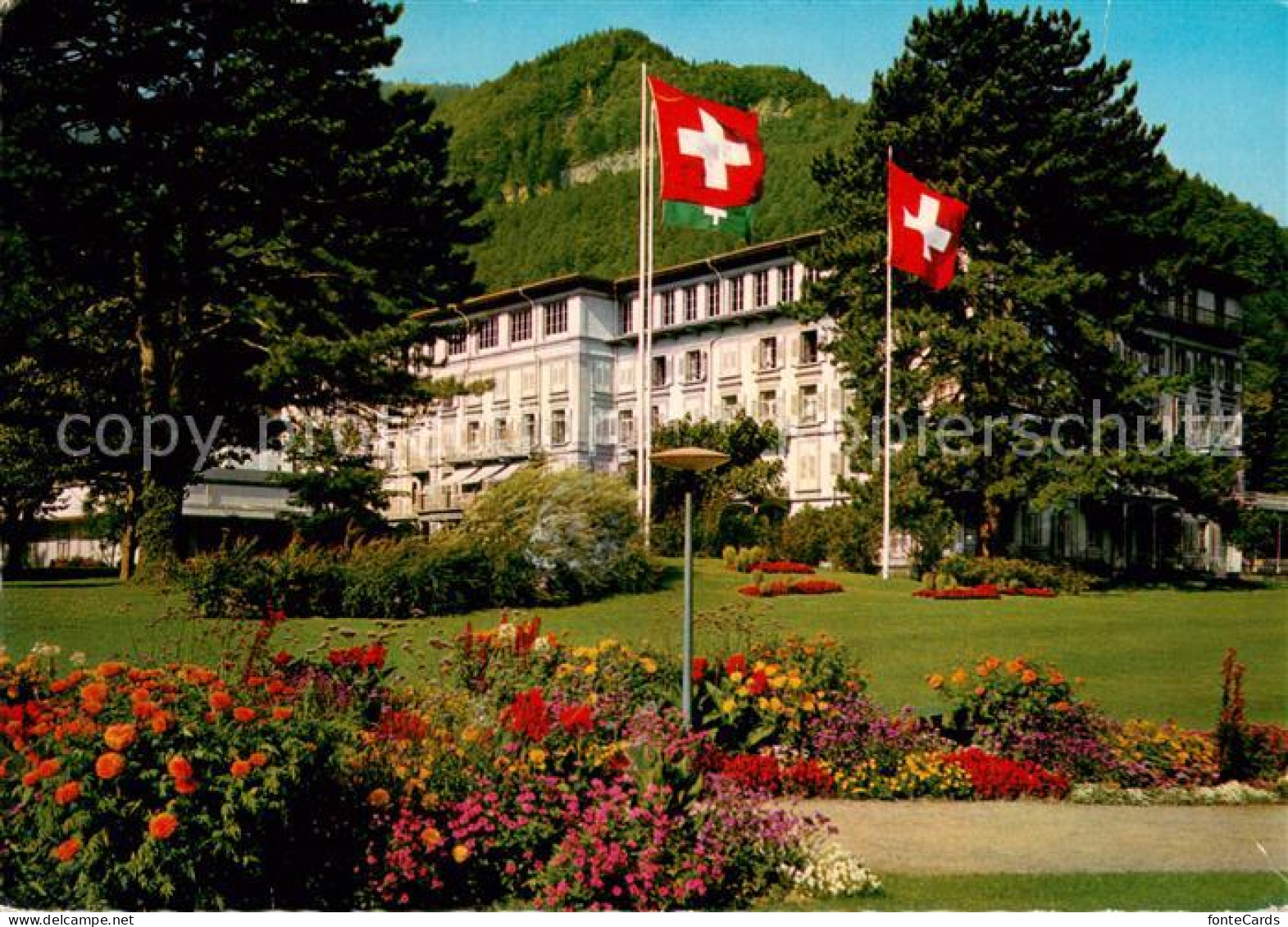 13719457 Bad Ragaz Ragatz Hotel Quellenhof Parkanlagen Schweizer Flagge  - Other & Unclassified