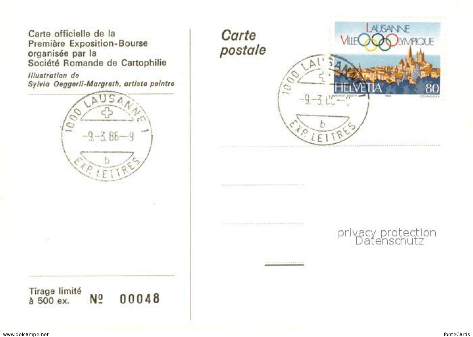 13718947 Lausanne VD Premiere Exposition Bourse Des Cartes Postales Lausanne Mar - Andere & Zonder Classificatie