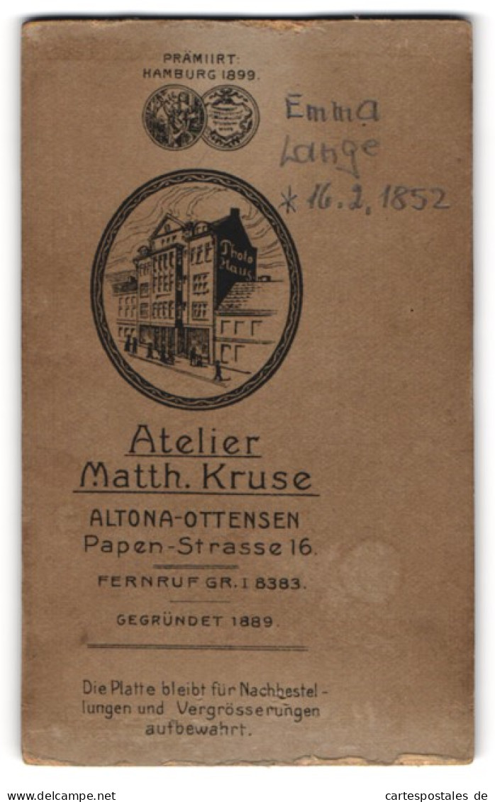 Fotografie Matth. Kruse, Altona, Papen-Str. 16, Ansicht Altona, Blick Auf Das Ateliersgebäude  - Places